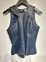 Mugler Navy Blue Leather Tank Fem M