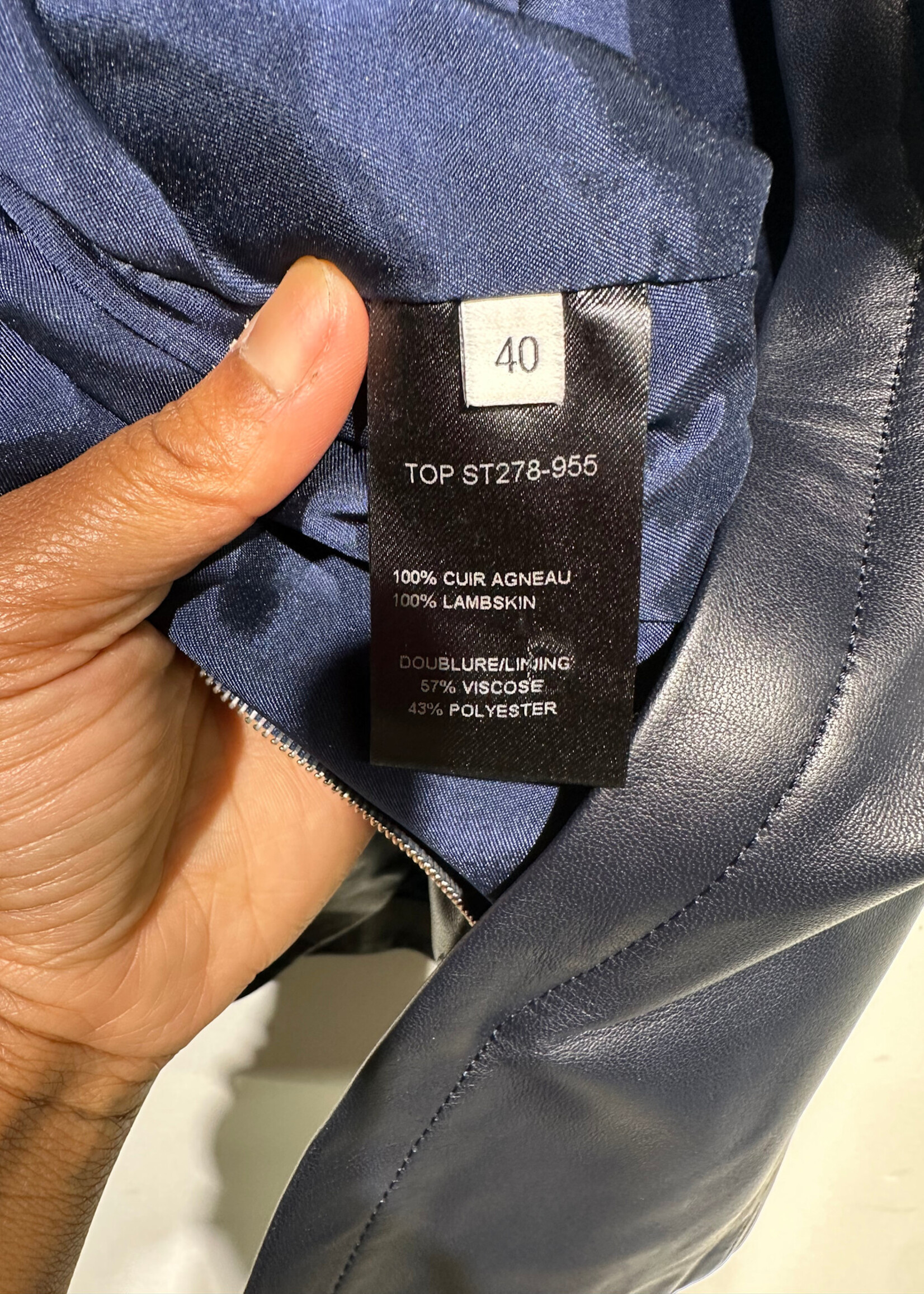 Mugler Navy Blue Leather Tank Fem M