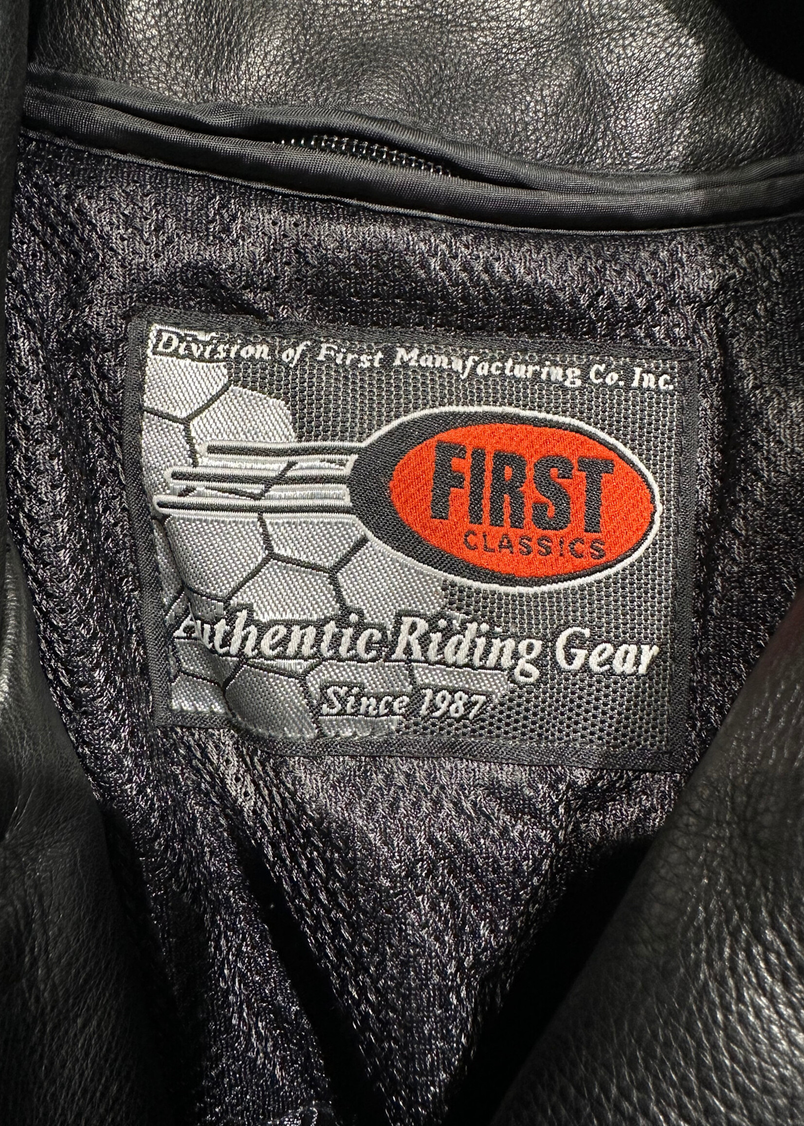 First Authentic Riding Gear Black Leather Jacket XL