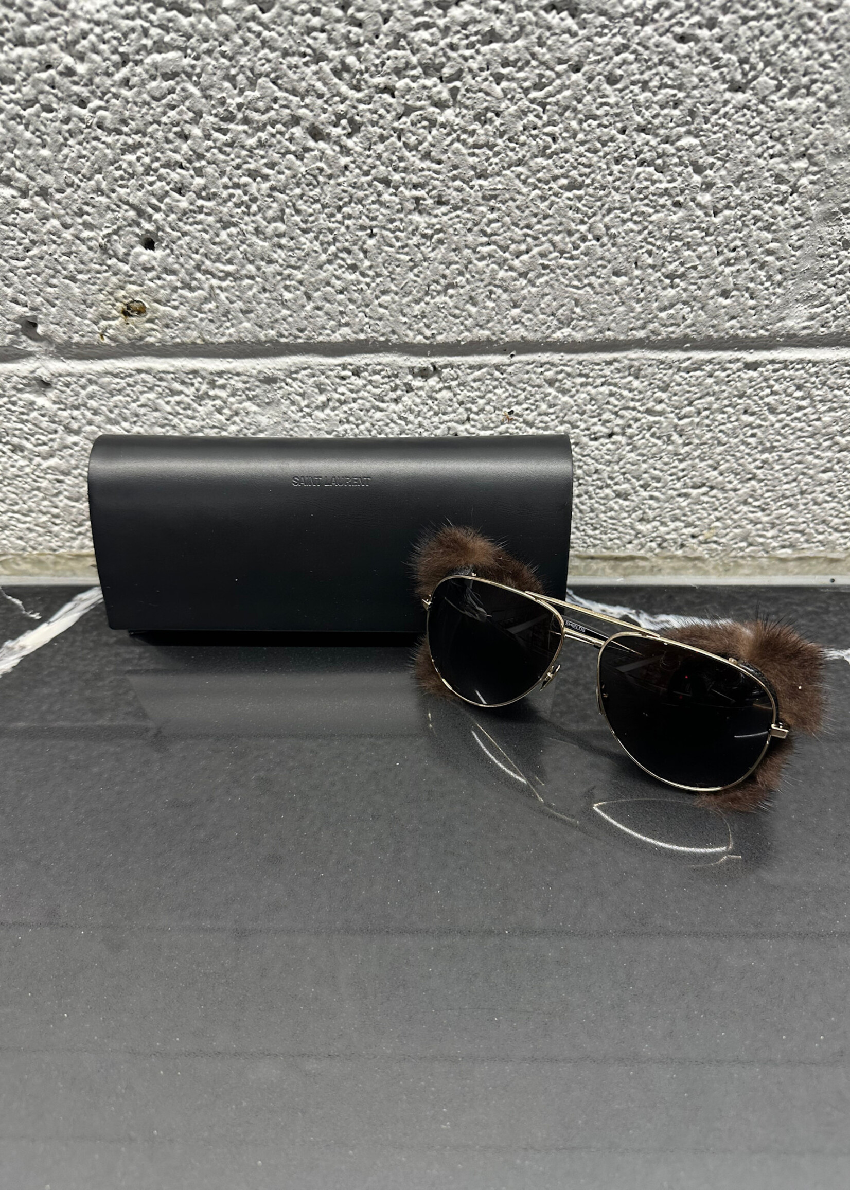 Saint Laurent Mink Fur Classic 11 Shield Aviator