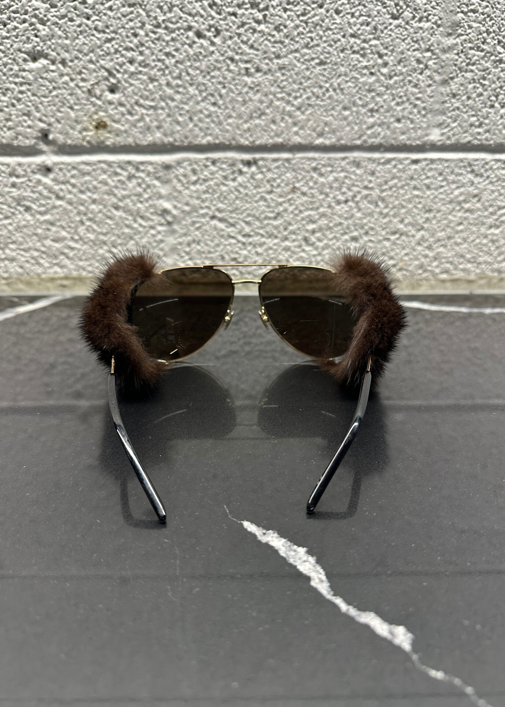 Saint Laurent Mink Fur Classic 11 Shield Aviator