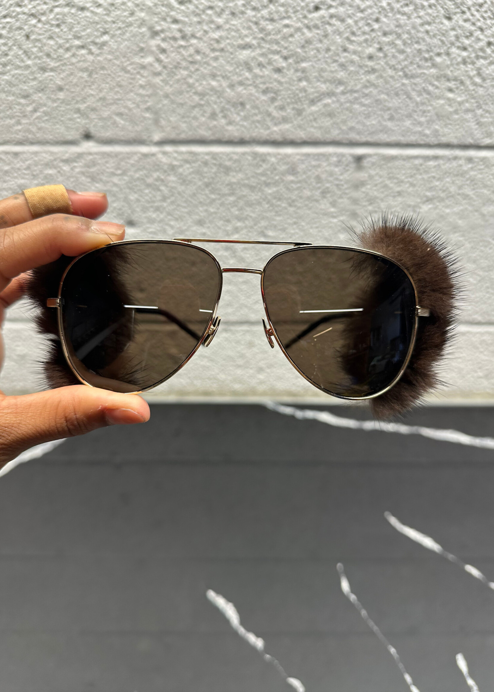 Saint Laurent Mink Fur Classic 11 Shield Aviator