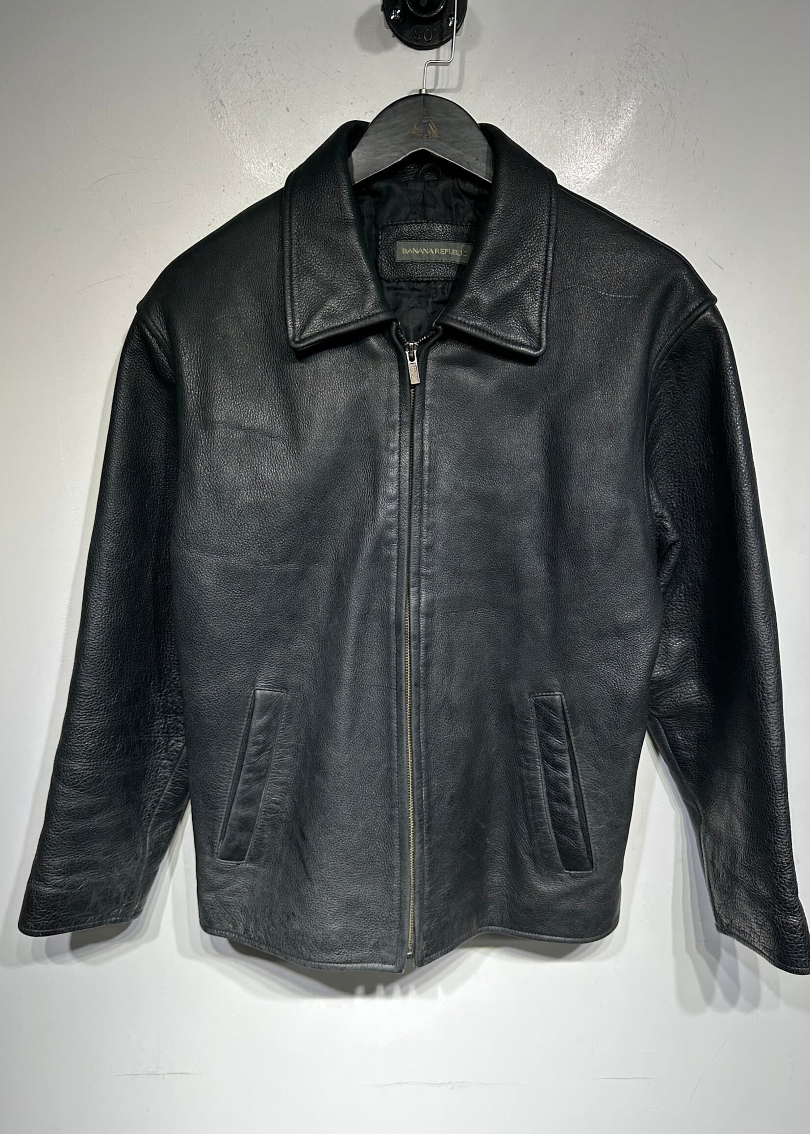 Banana Republic Black Leather Zip Jacket Masc L