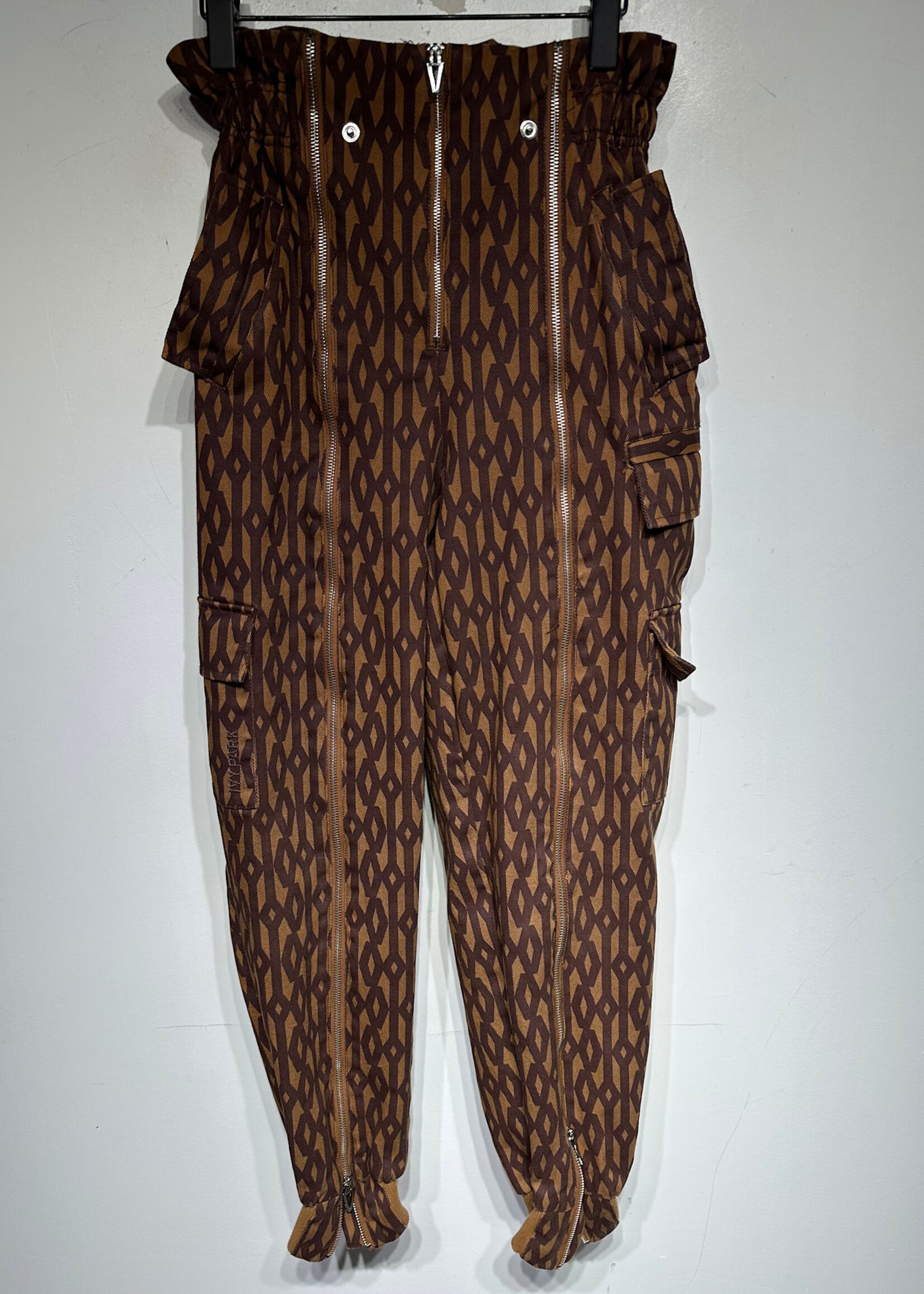 Adidas Ivy Park Brown Front Zipper Cargo Pants Fem 30