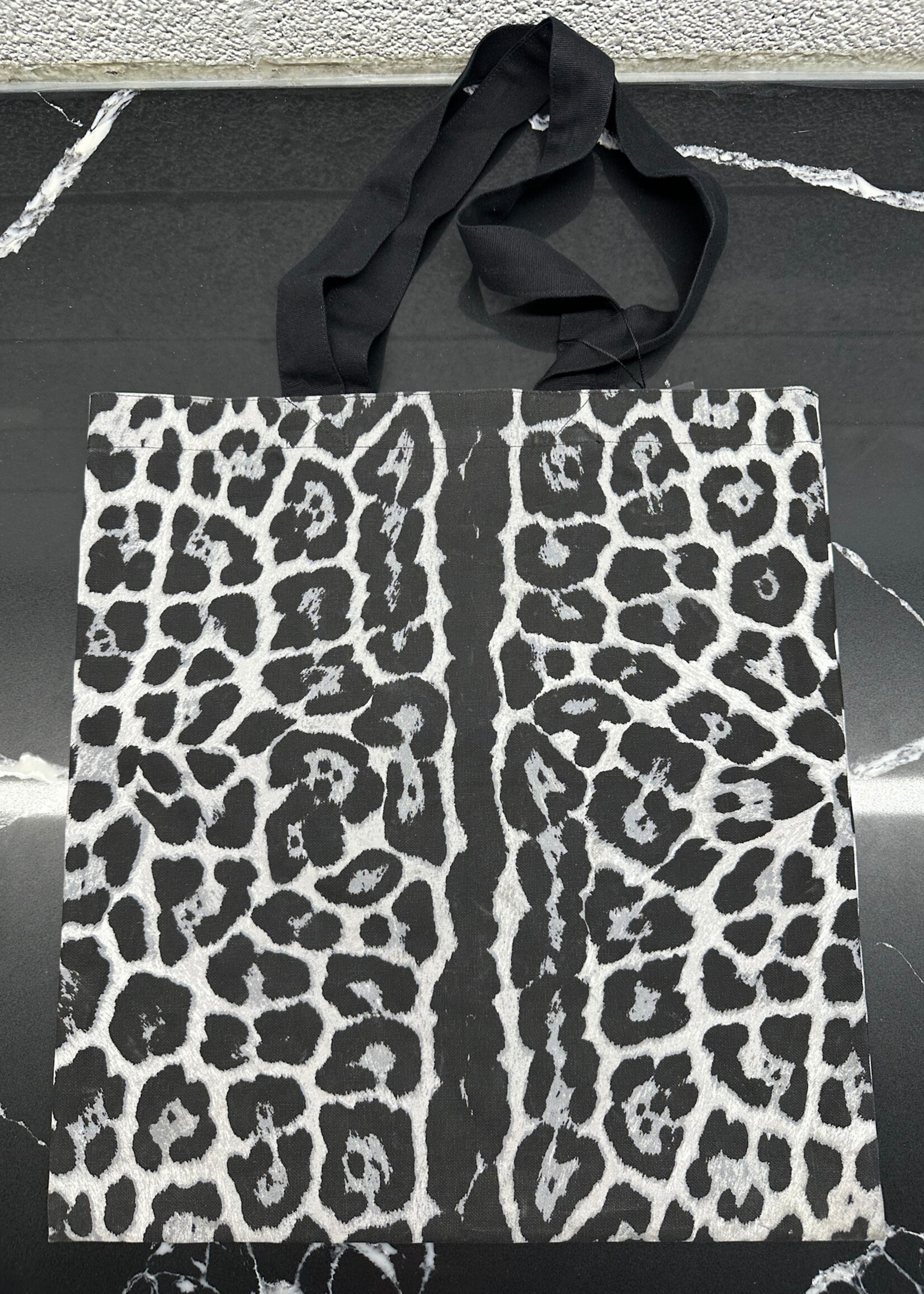 Saint Laurent Grey Leopard Canvas Tote