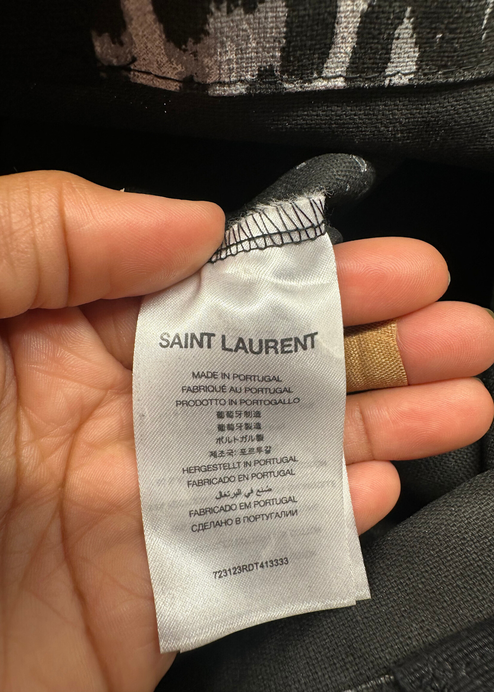 Saint Laurent Grey Leopard Canvas Tote