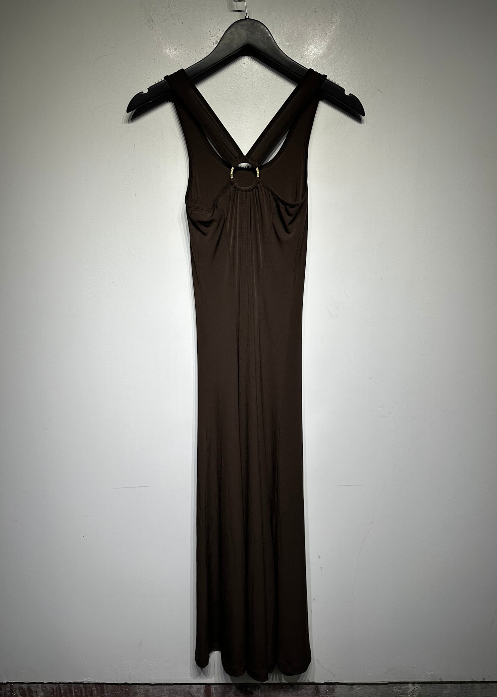 Michael Kors Brown Gold Hoop Maxi Dress XXS Fem