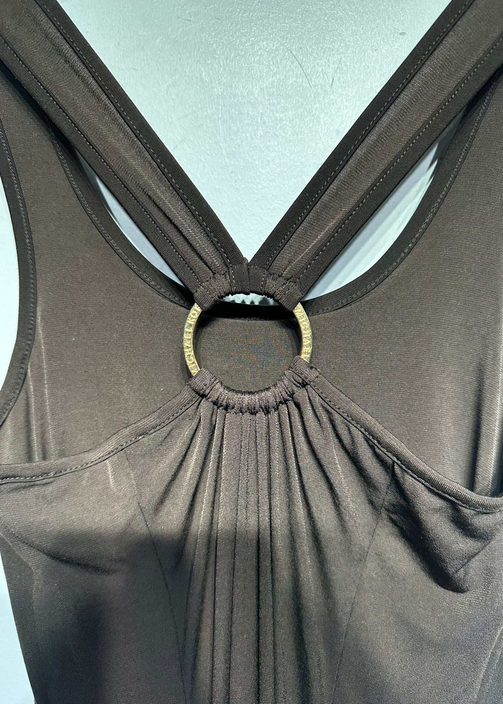 Michael Kors Brown Gold Hoop Maxi Dress XXS Fem