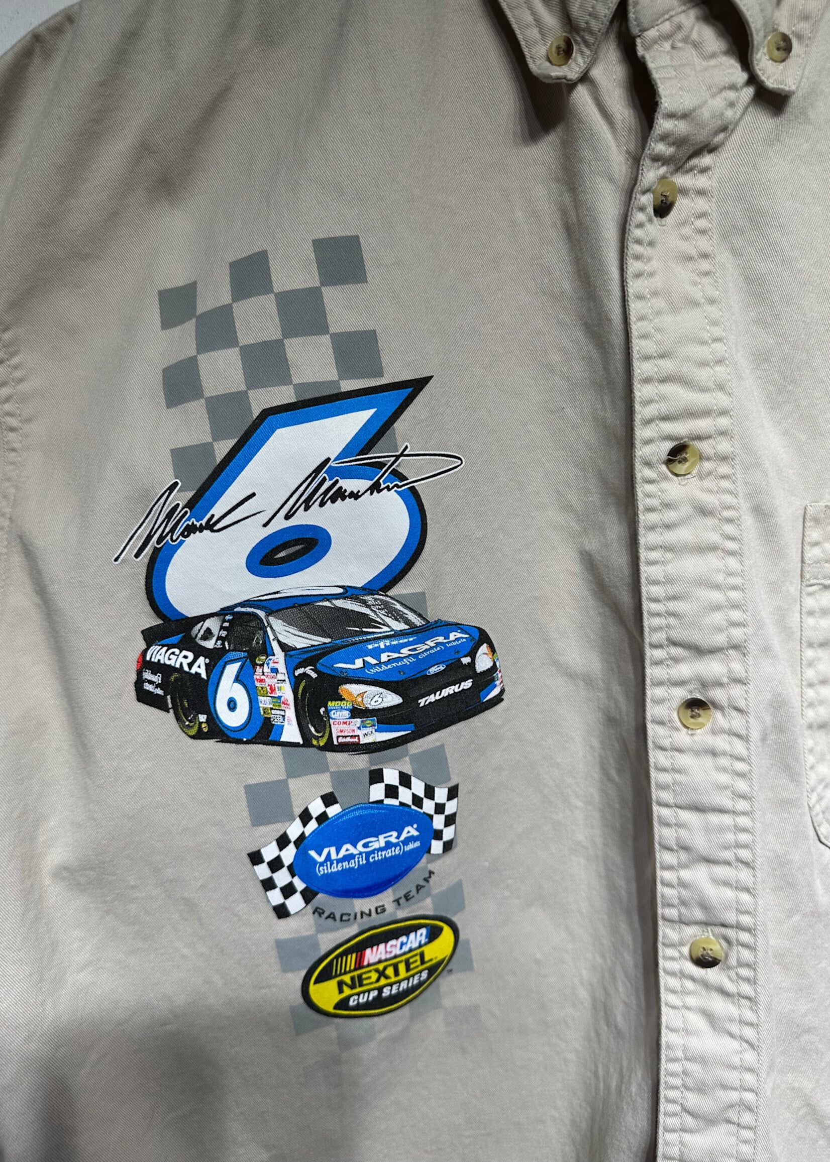 Nascar Mark Martin Beige Viagra Team B/U Shirt XXL