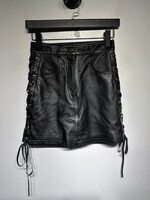 First Genuine Leather Black Lace Up Skirt 24 Fem
