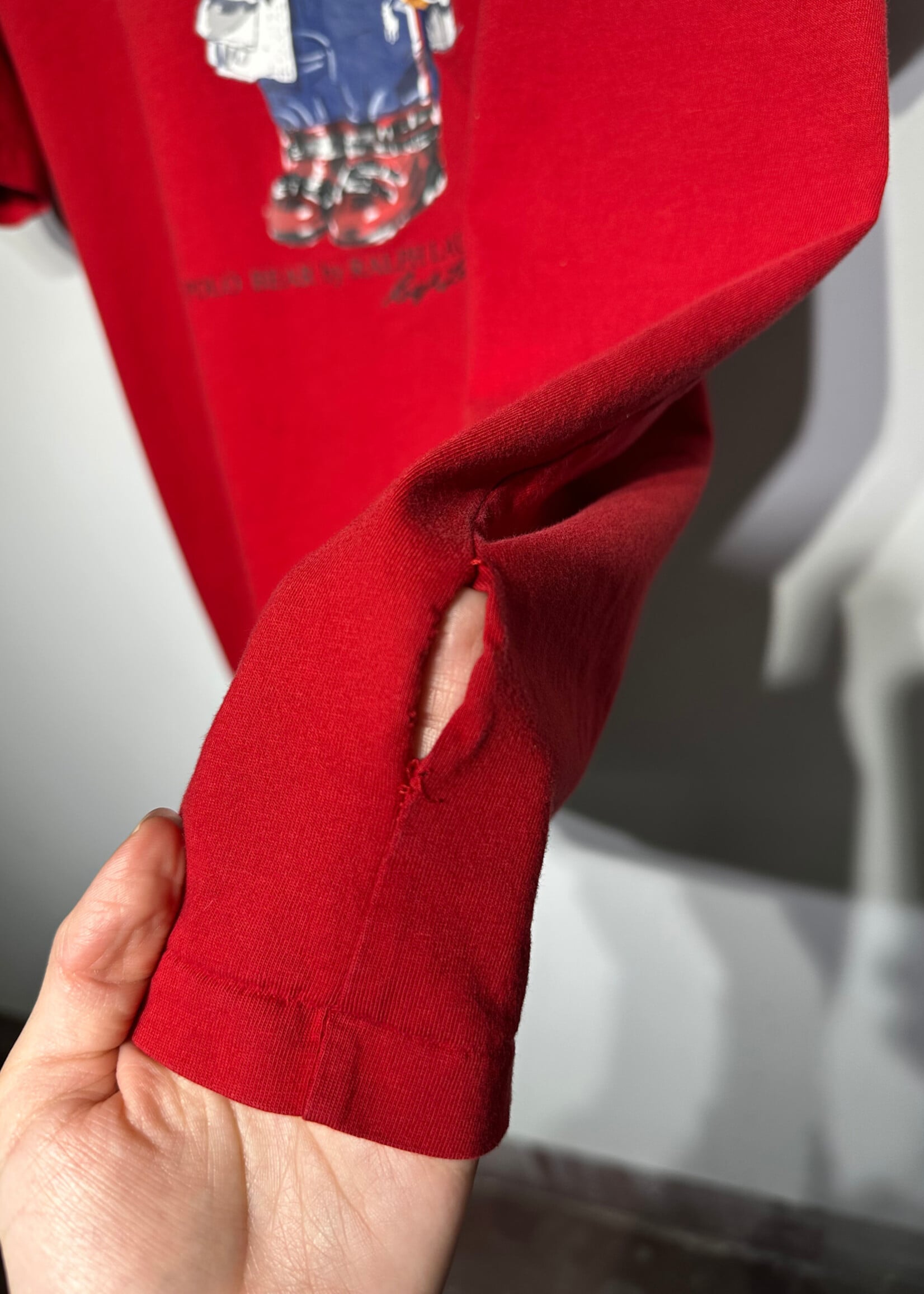 Ralph Lauren Red Polo Bear Ski Tee As Is L