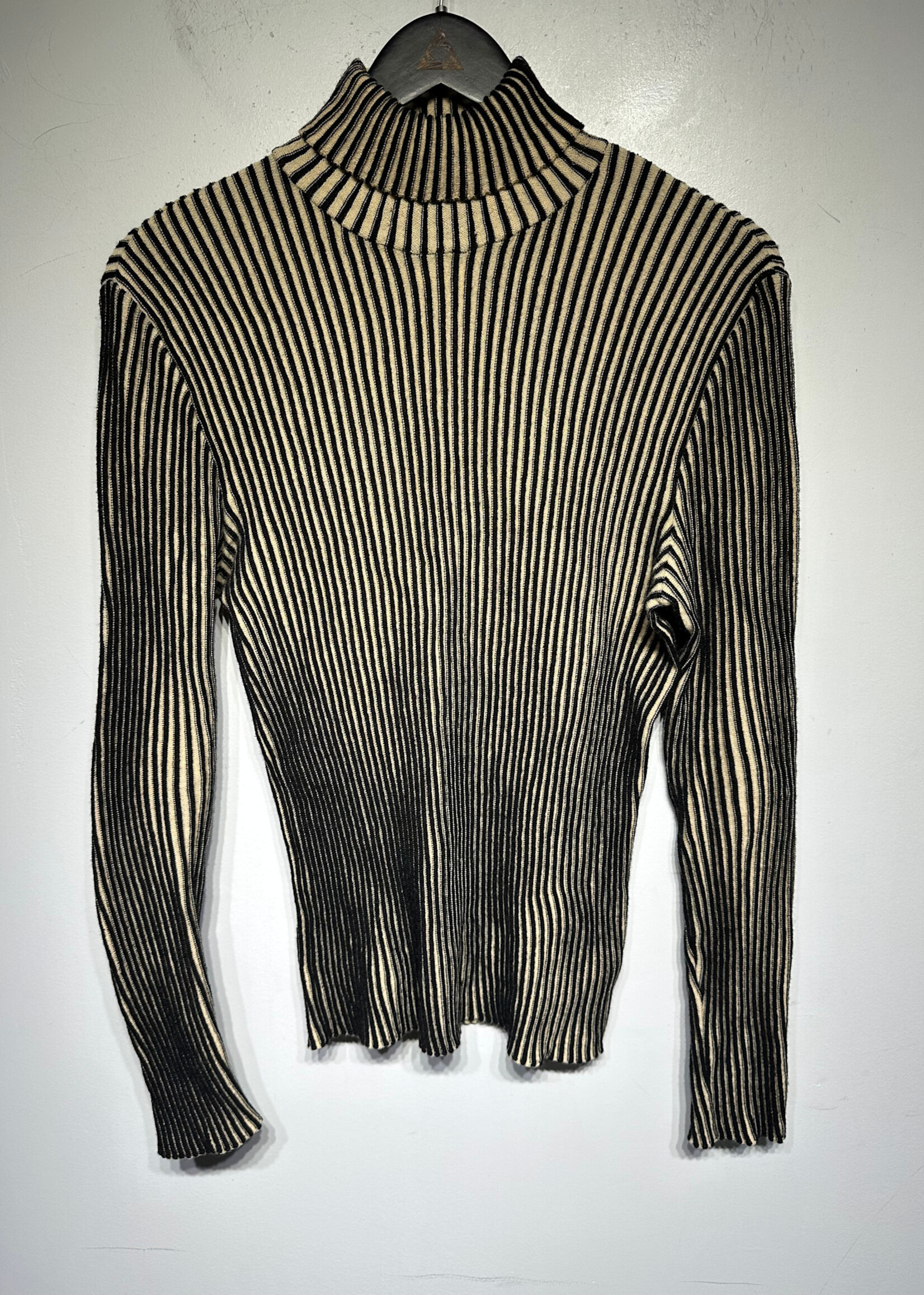 Jean Paul Gaultier Tan Black Mock Neck LS Masc L