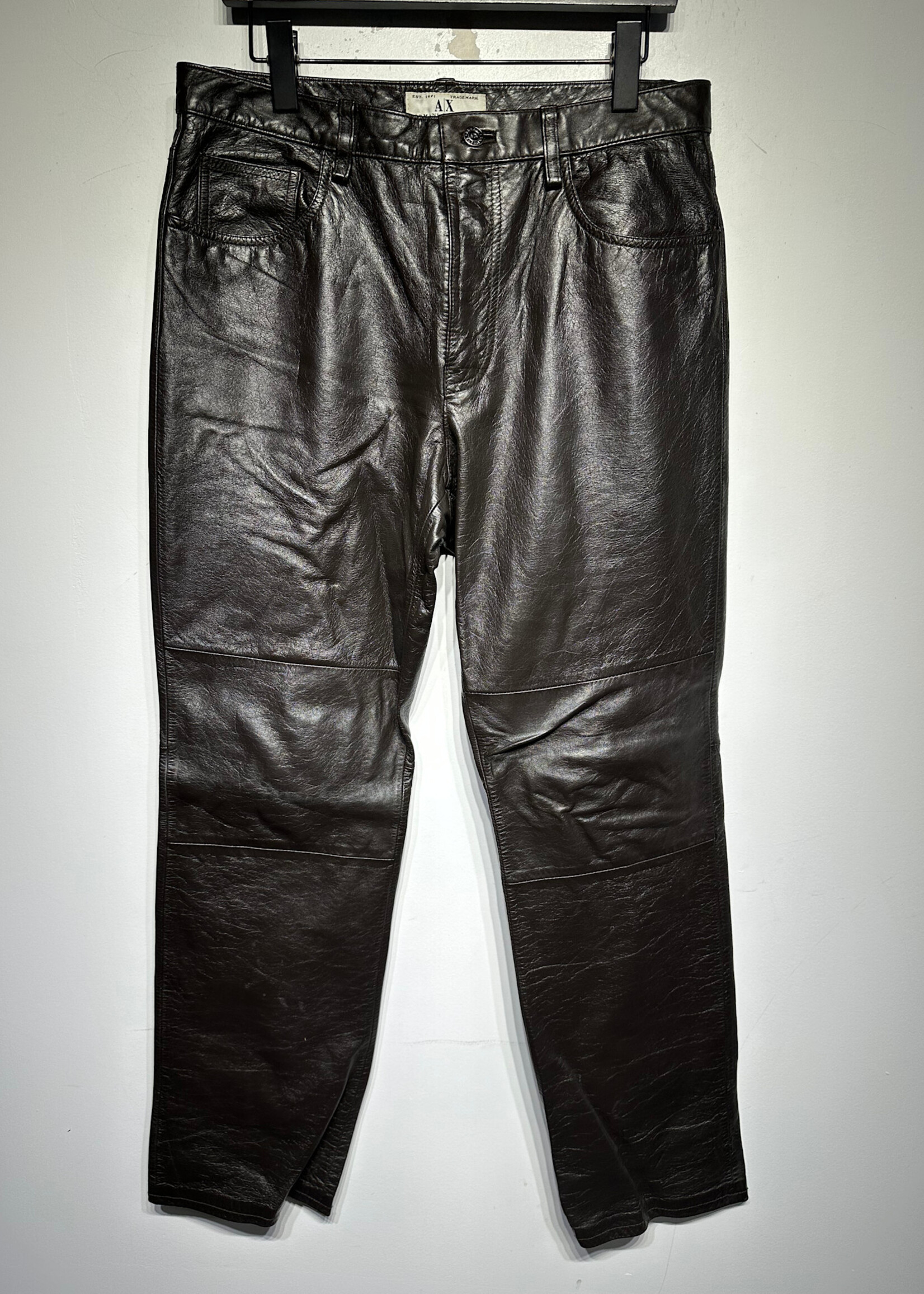 Armani 00s Brown Leather Pants masc 34