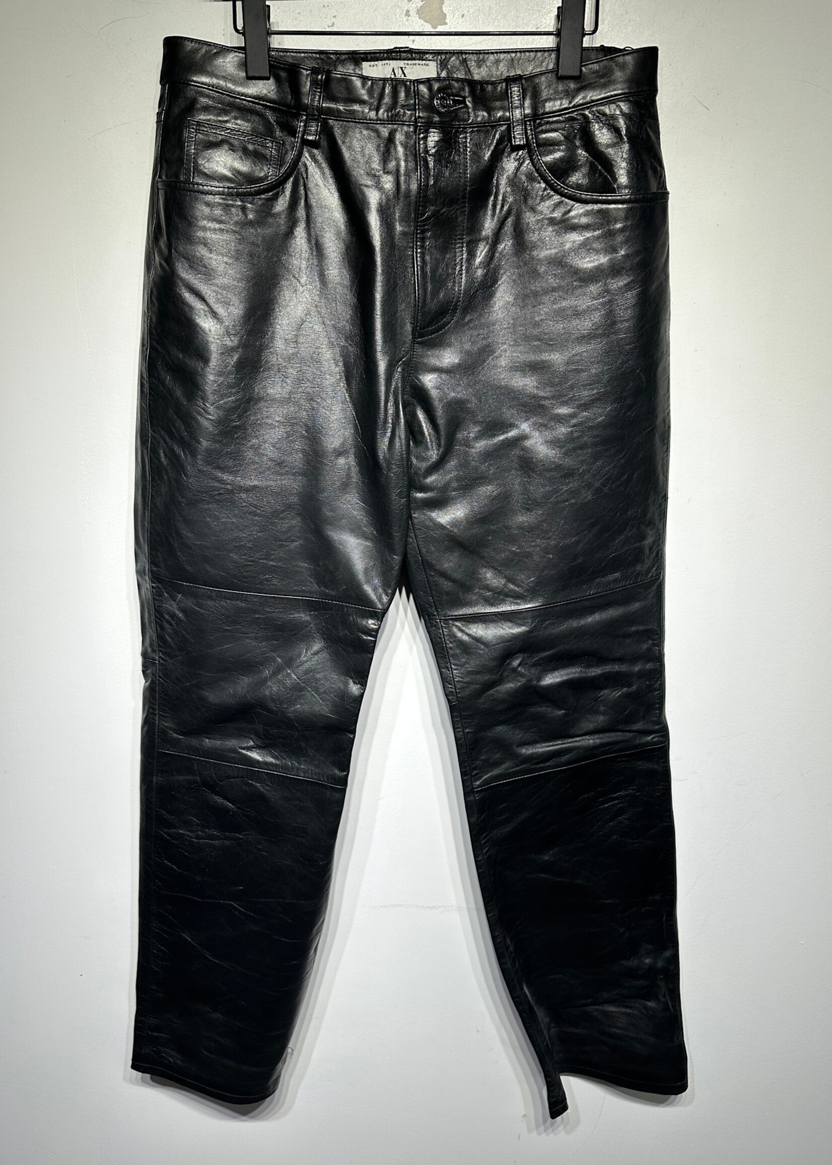 Armani 00s Black Leather Pants Masc 34