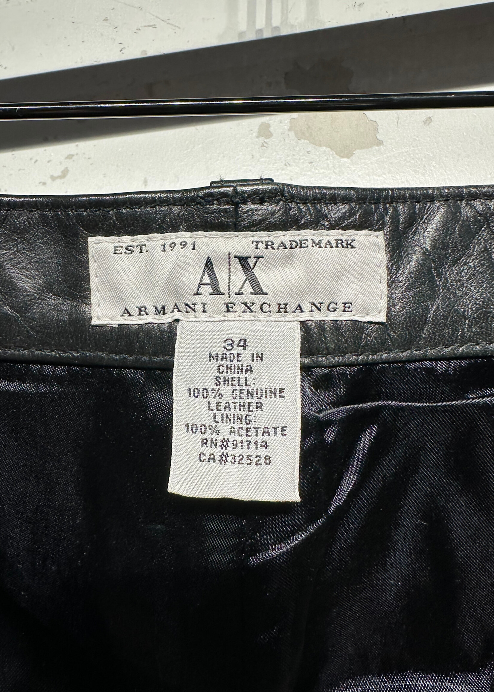 Armani 00s Black Leather Pants Masc 34