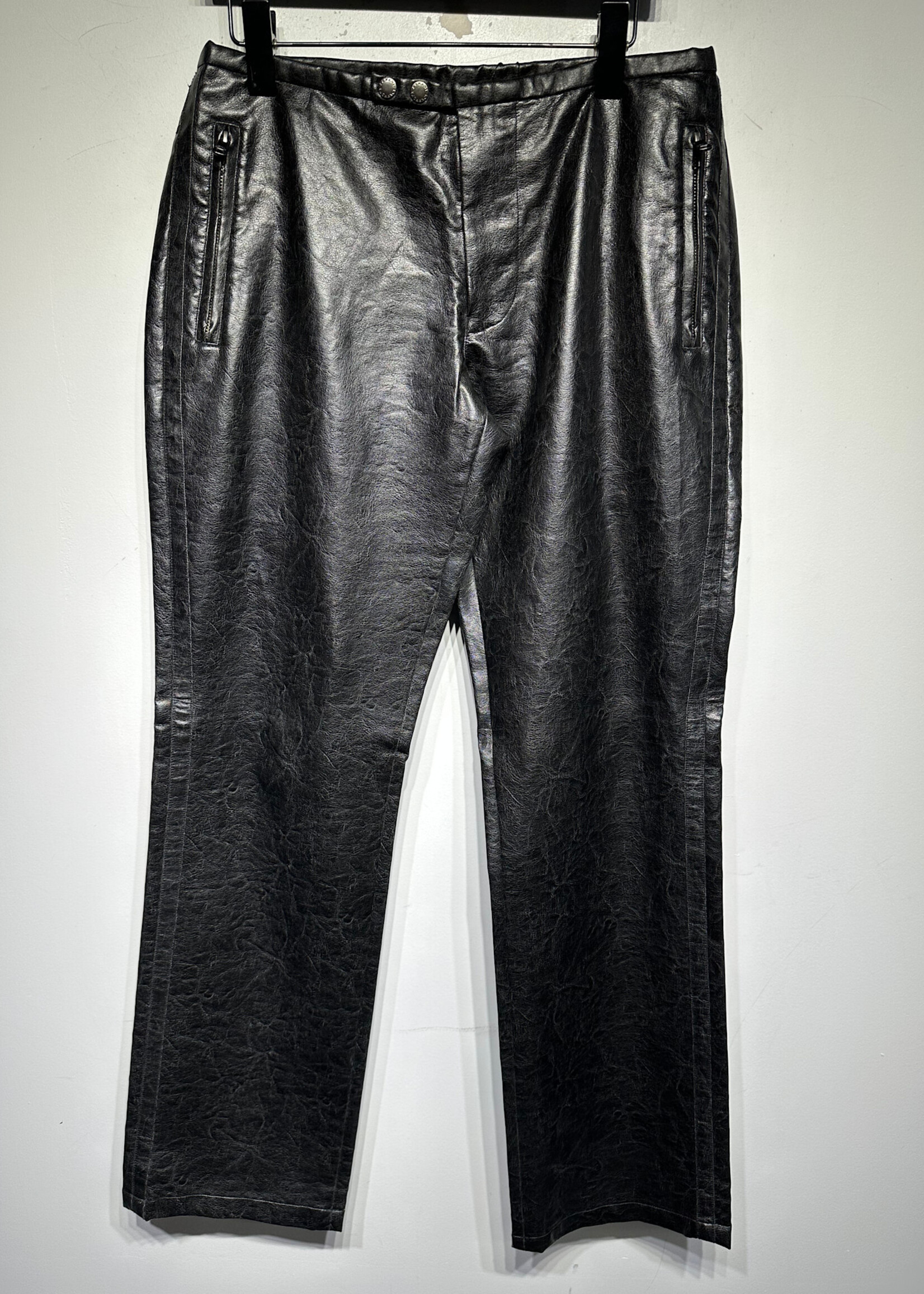 Armani 00s Black Biker Leather Pants Masc 33
