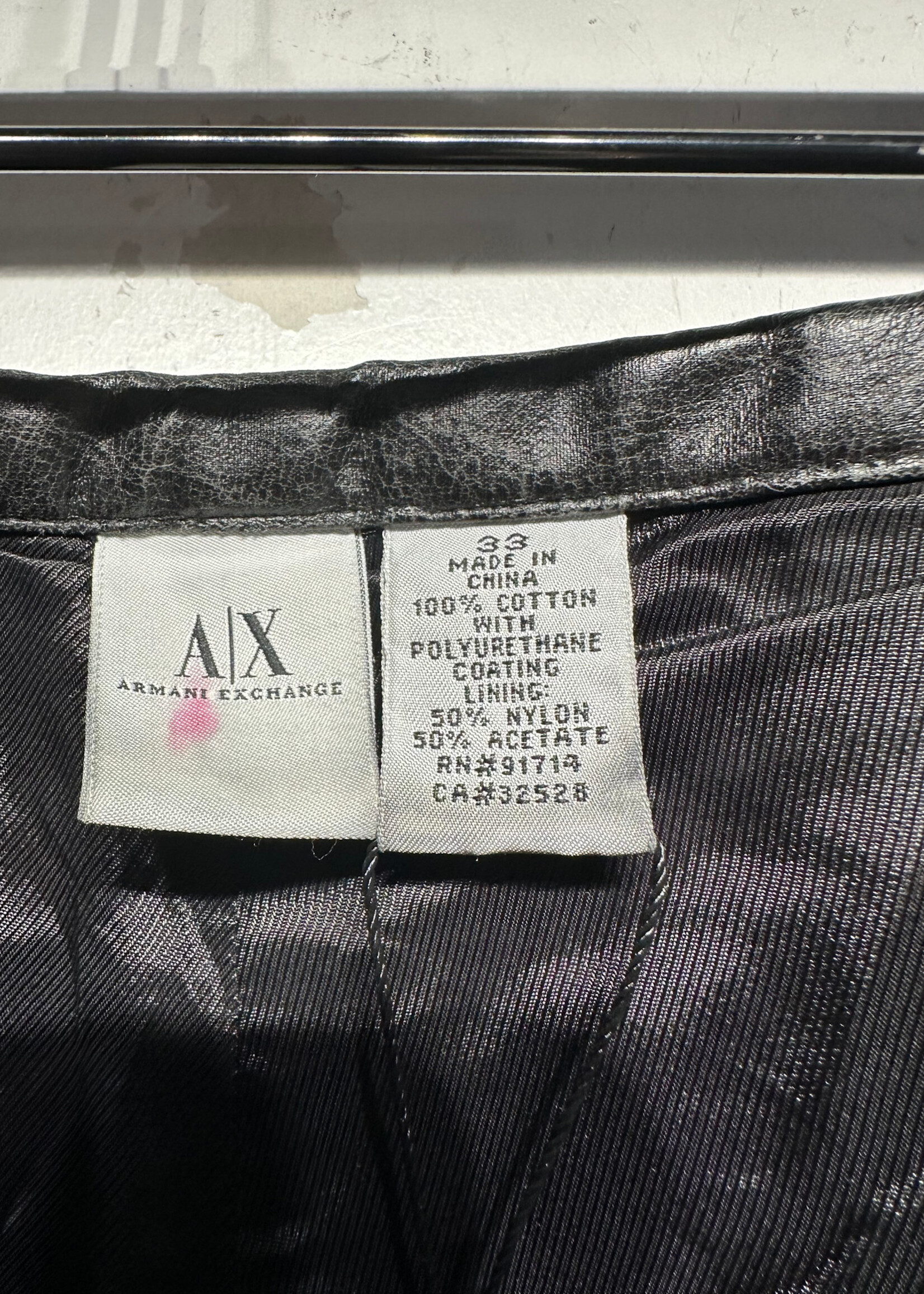 Armani 00s Black Biker Leather Pants Masc 33