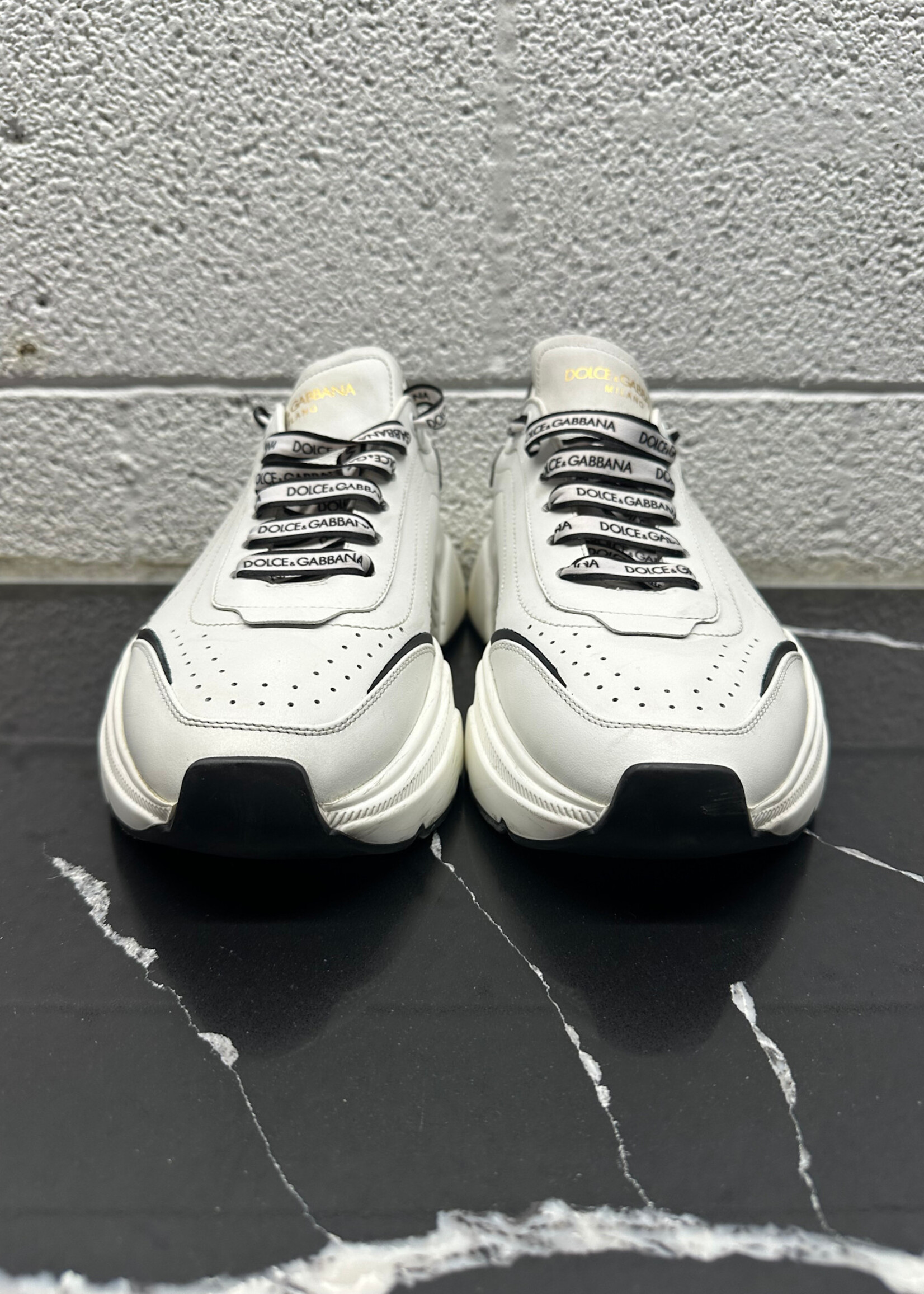 D&G Daymaster White Leather Sneaker Masc 9.5