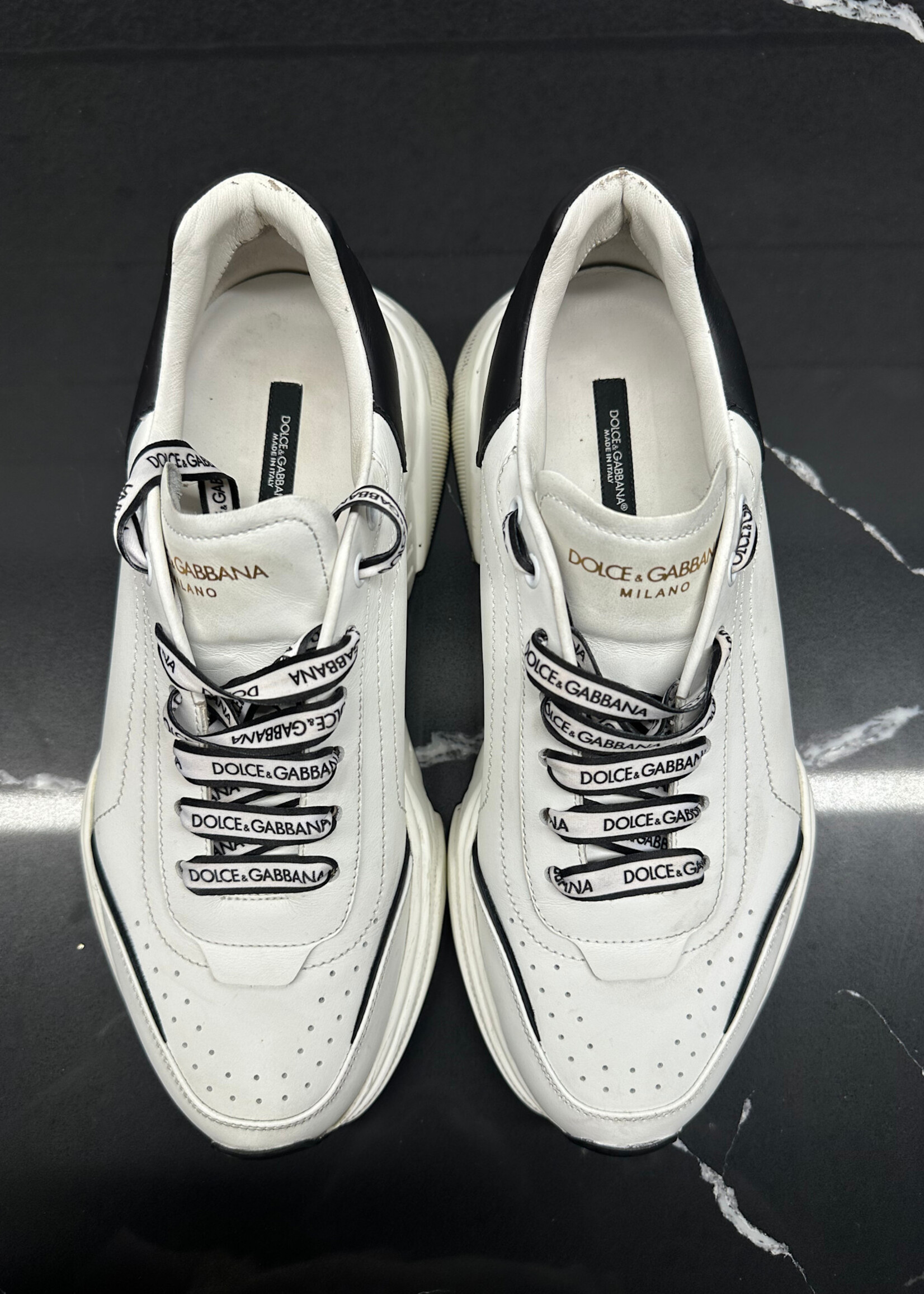 D&G Daymaster White Leather Sneaker Masc 9.5