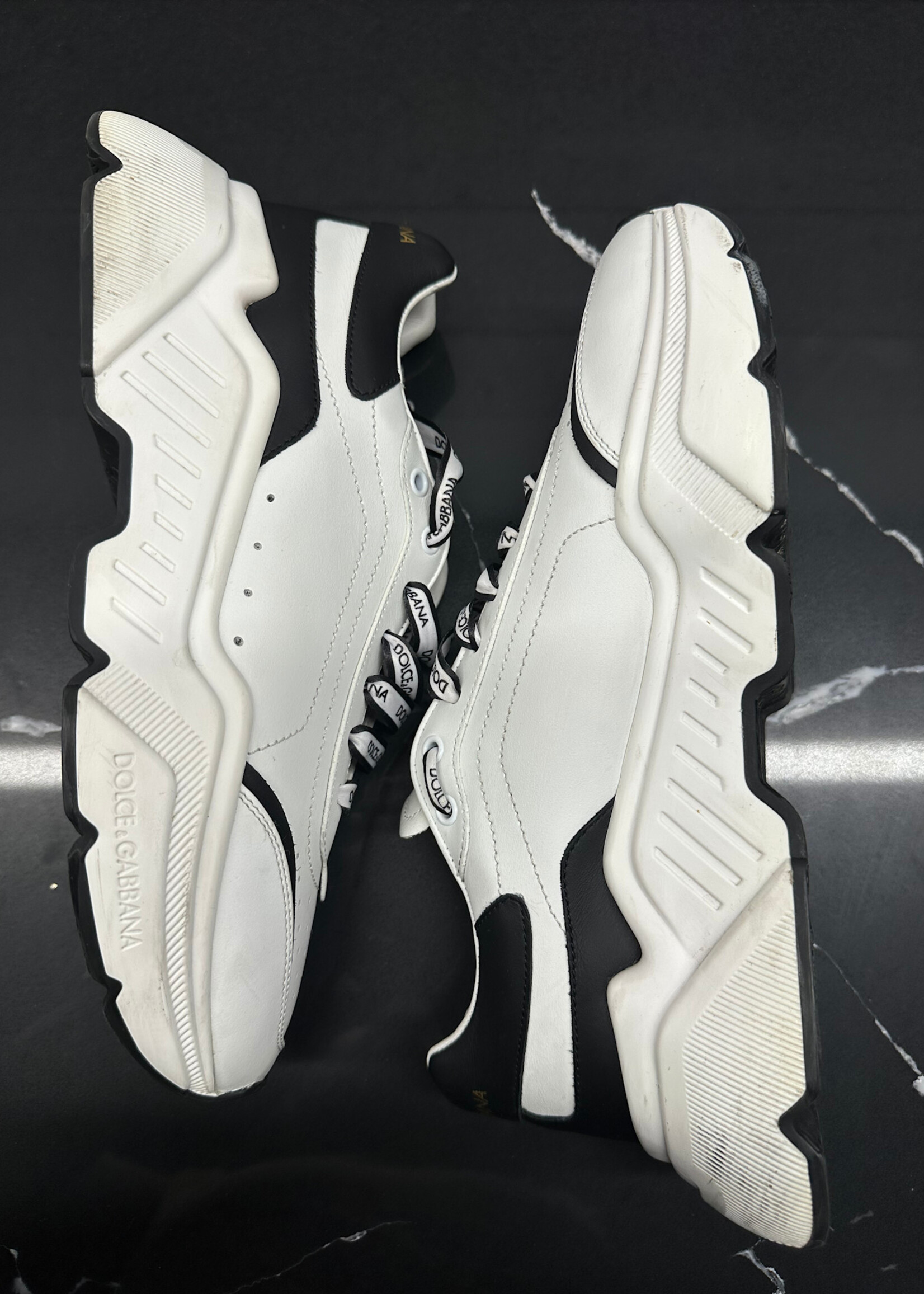 D&G Daymaster White Leather Sneaker Masc 9.5