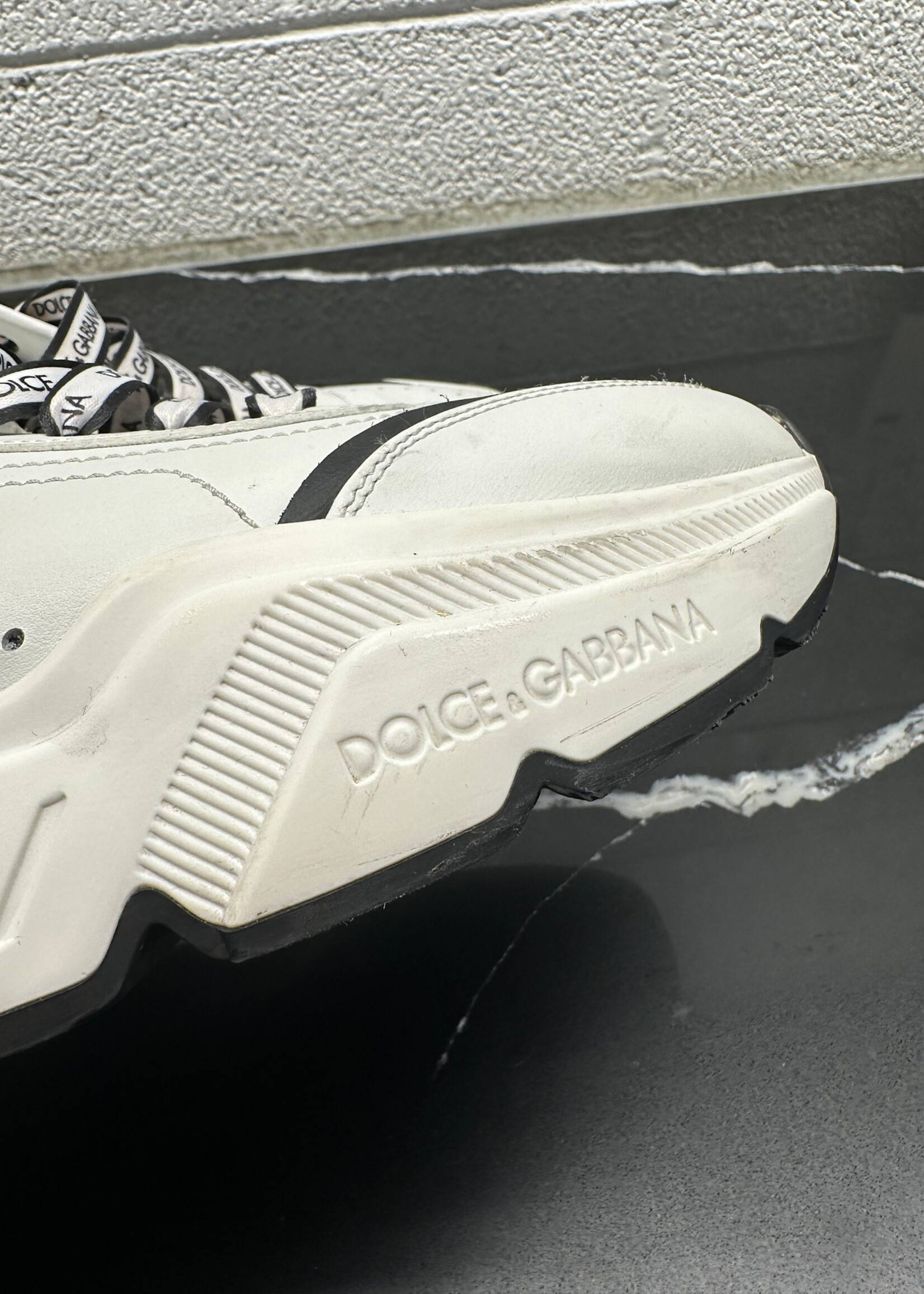 D&G Daymaster White Leather Sneaker Masc 9.5
