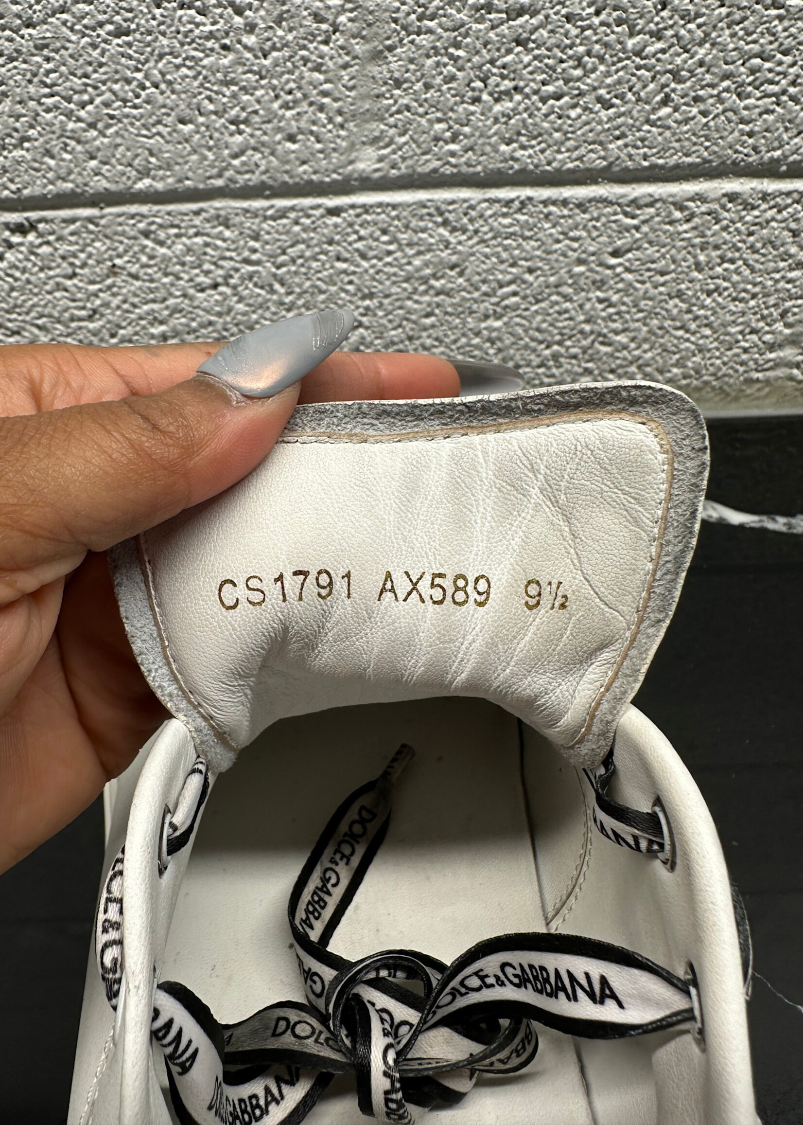 D&G Daymaster White Leather Sneaker Masc 9.5