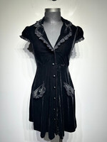 Killstar NWT Black Velour Lace Trim Dress XS