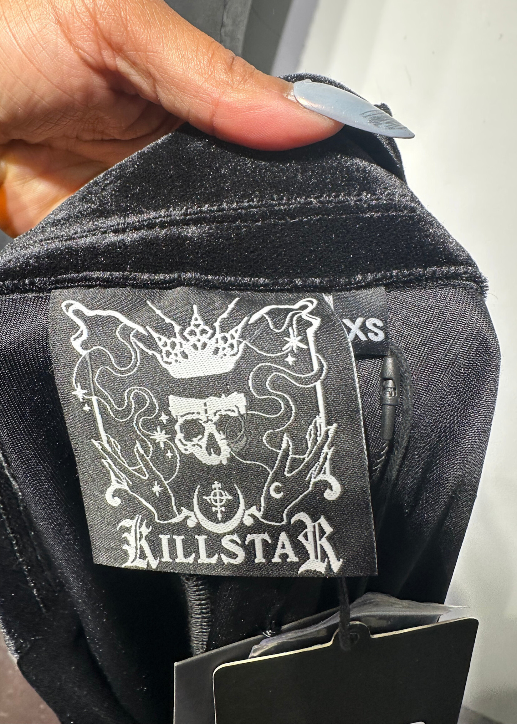 Killstar NWT Black Velour Lace Trim Dress XS