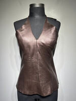 Parallel Brown Lamb Leather Halter Top M
