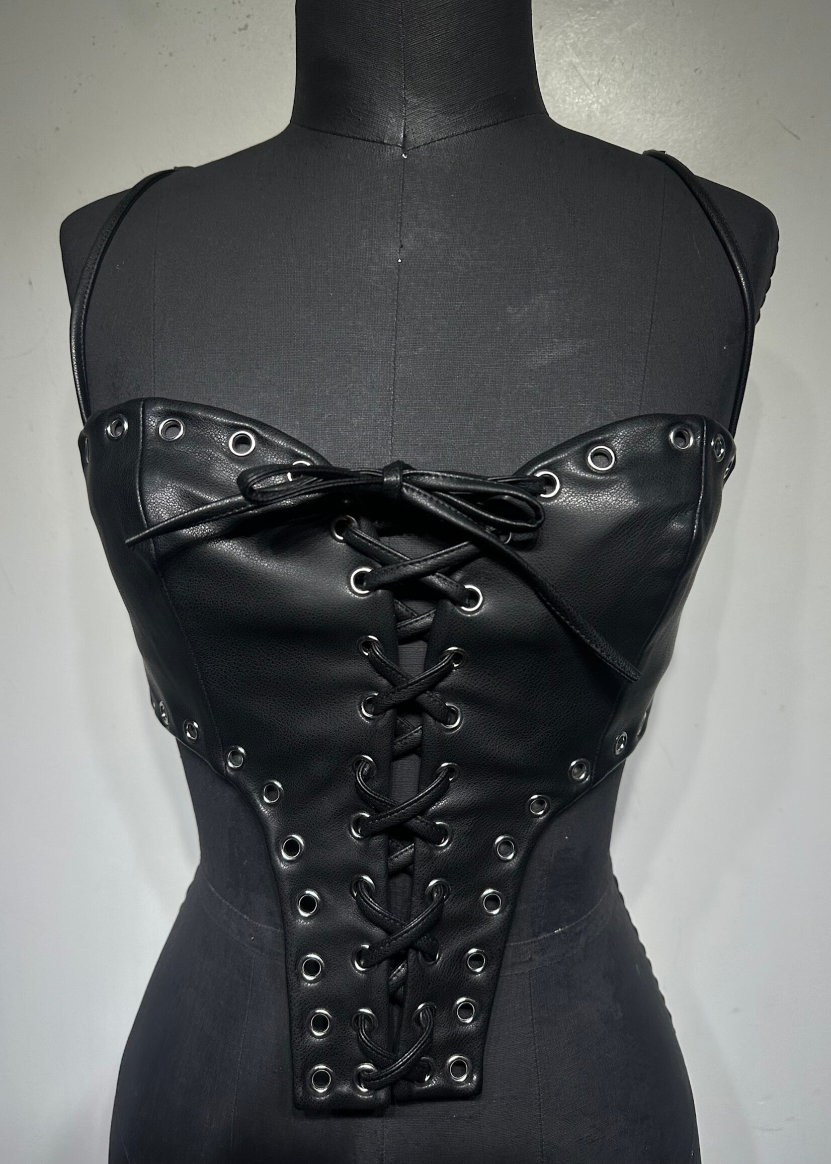 NBD NWT Faux Leather Grommet Top XS