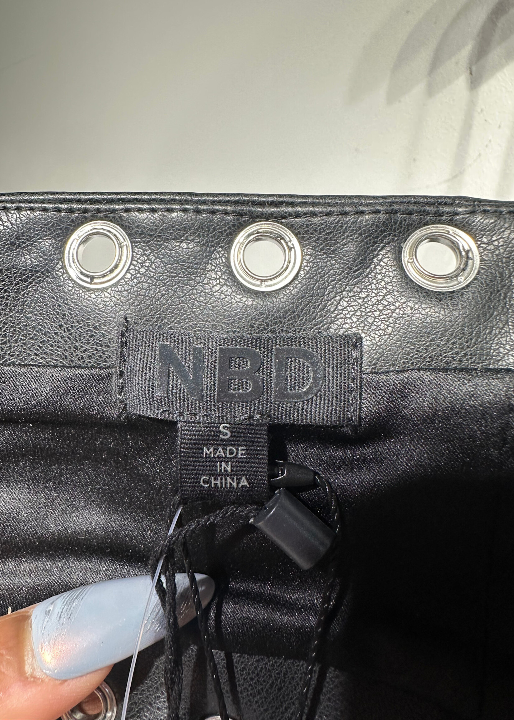 NBD NWT Faux Leather Grommet Top XS