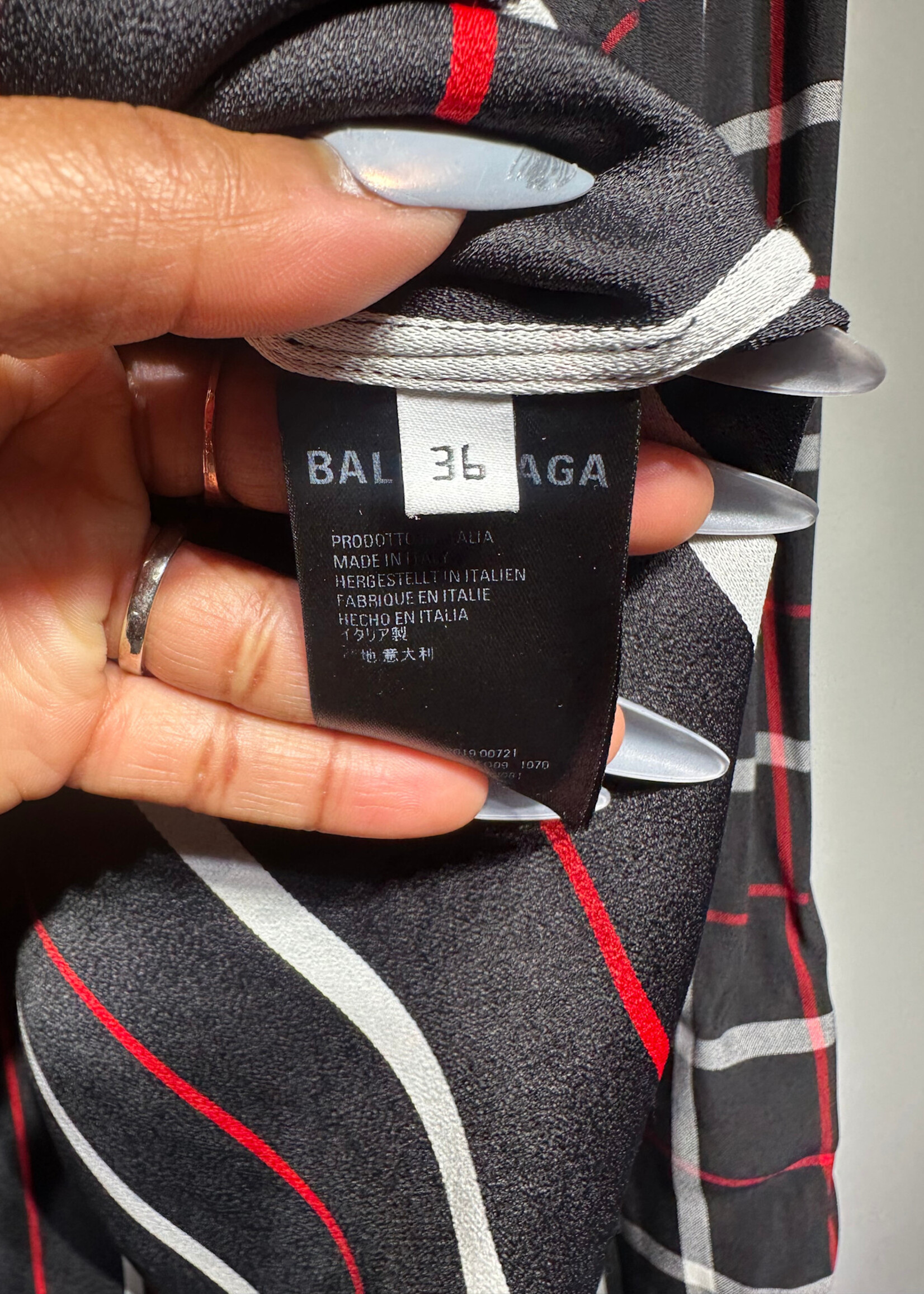Balenciaga Black Back Logo Plaid B/U L/S Shirt M/L