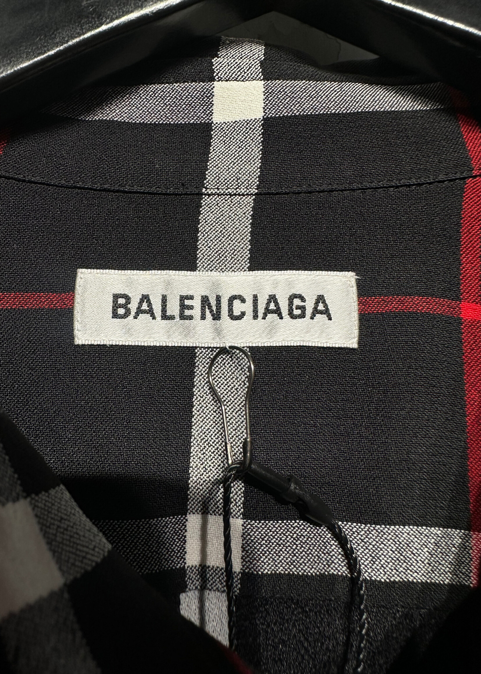 Balenciaga Black Back Logo Plaid B/U L/S Shirt M/L