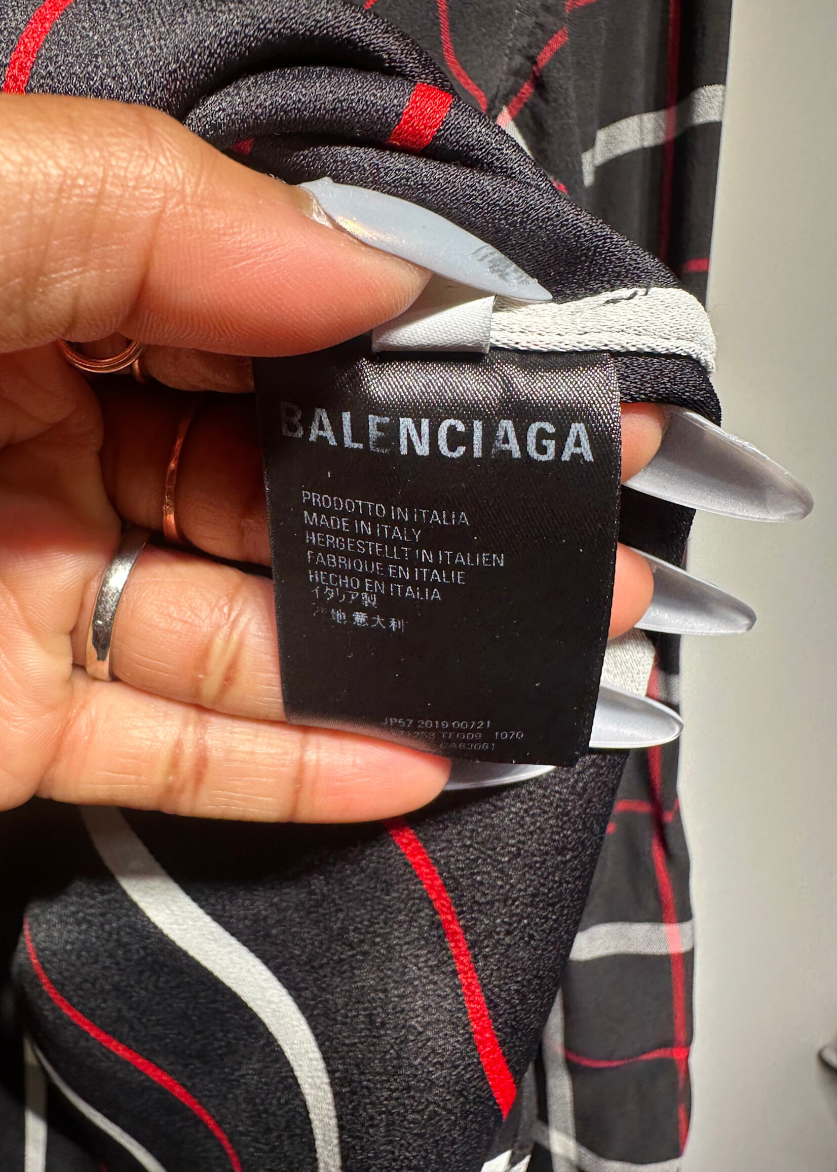 Balenciaga Black Back Logo Plaid B/U L/S Shirt M/L