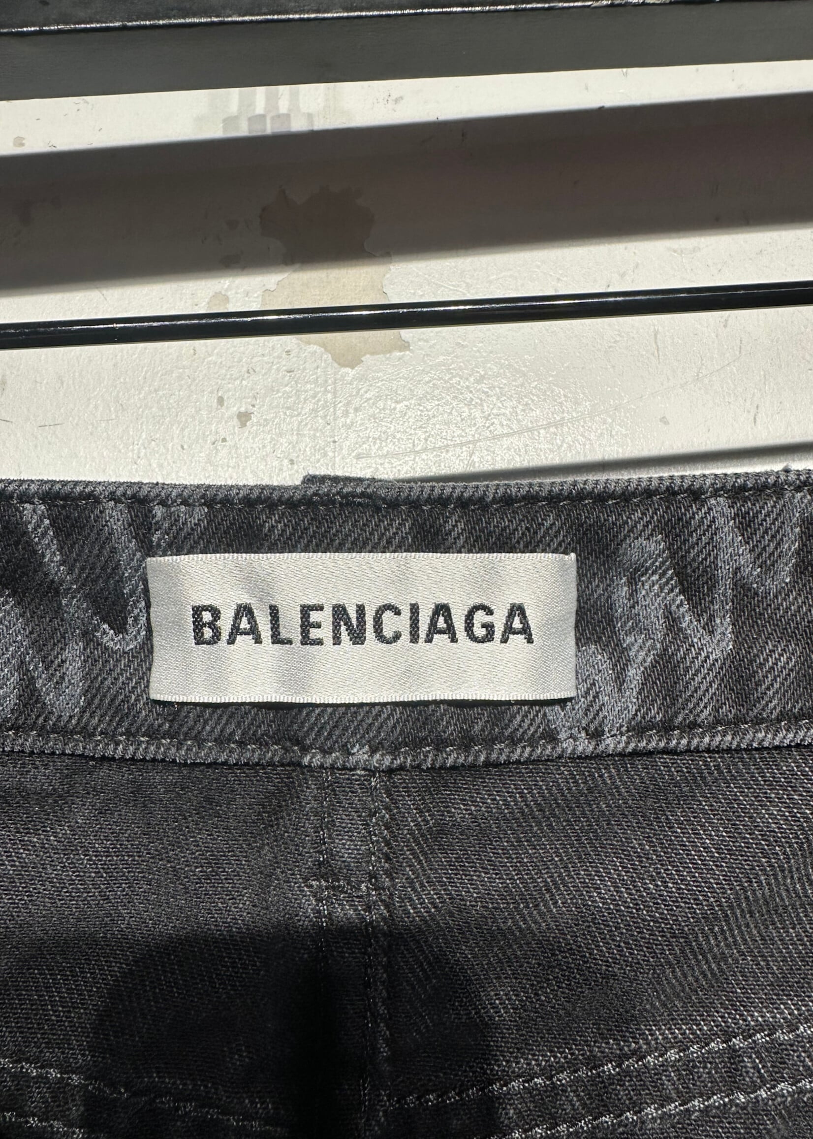 Balenciaga Charcoal Wash Logo AOP Mini Skirt 32