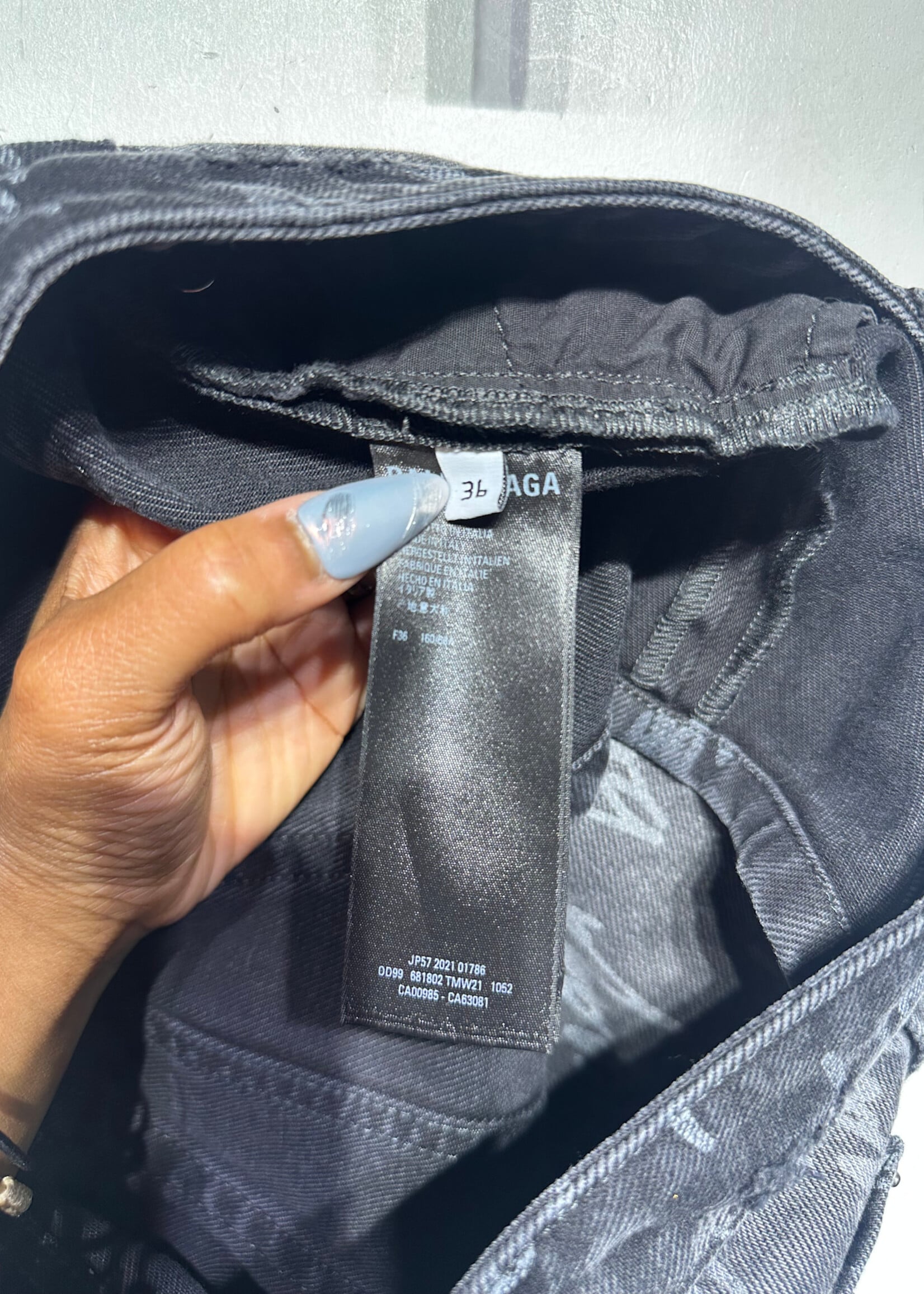 Balenciaga Charcoal Wash Logo AOP Mini Skirt 32
