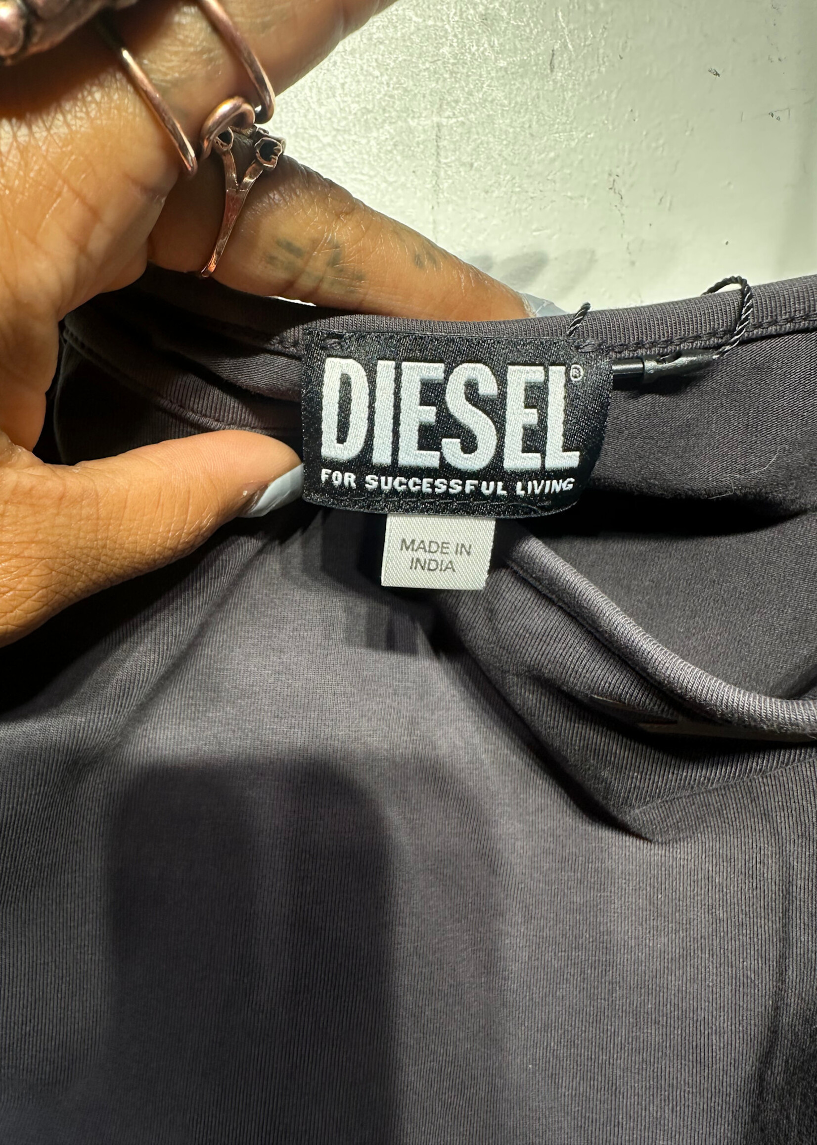 Diesel Heart Logo Grey Wash Tank Top S
