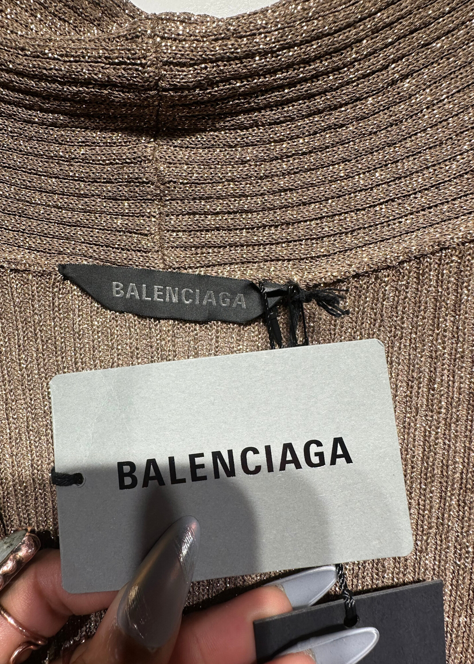 Balenciaga NWT  Wrap Lurex Ribbed Knit Cardigan  32