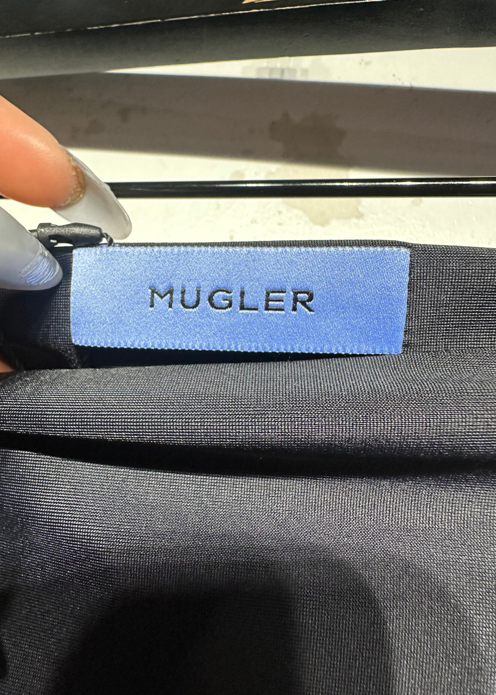 Mugler Spiral Black Mesh Leggings 24 Fem