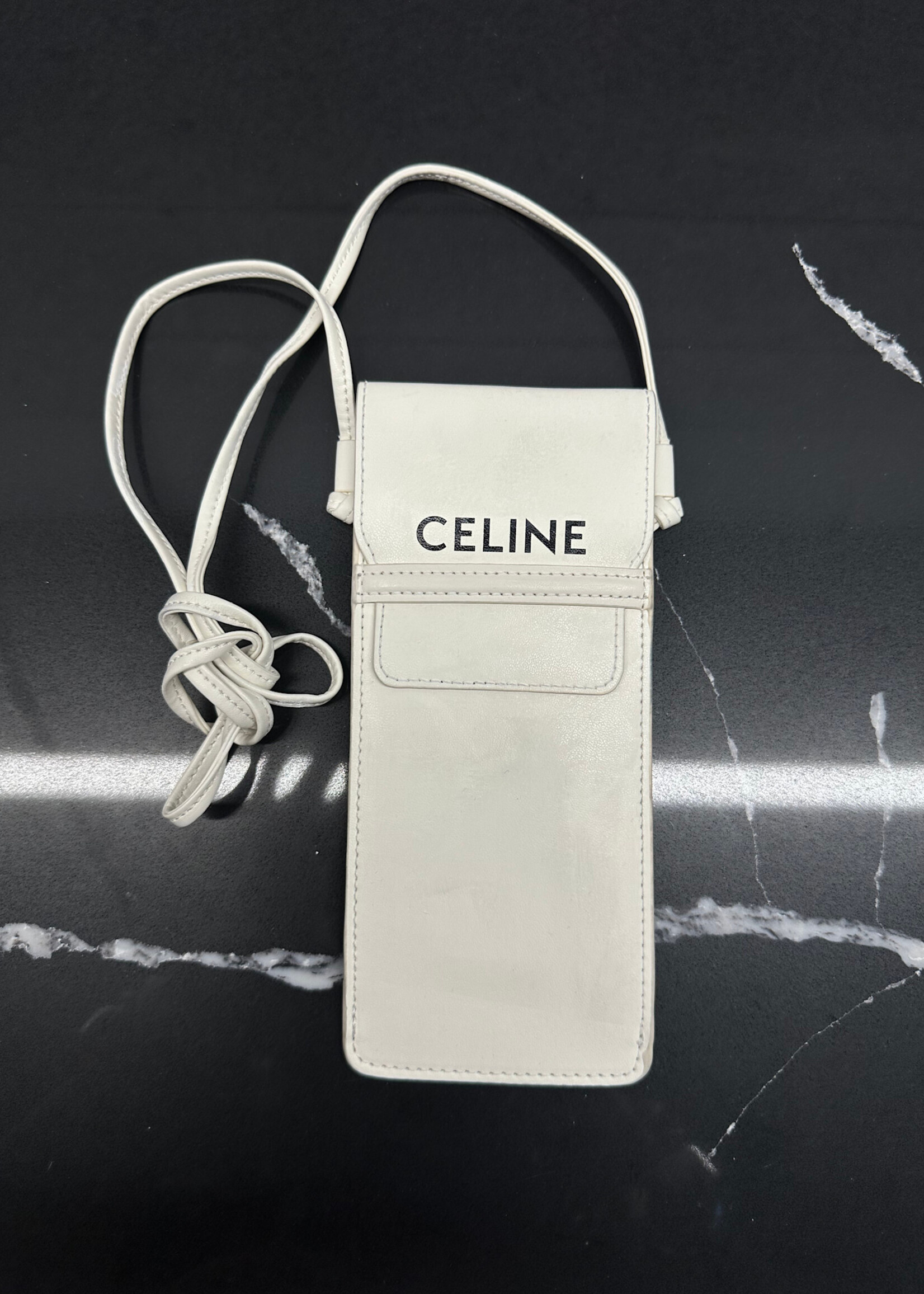 Celine White Crossbody Phone Pouch