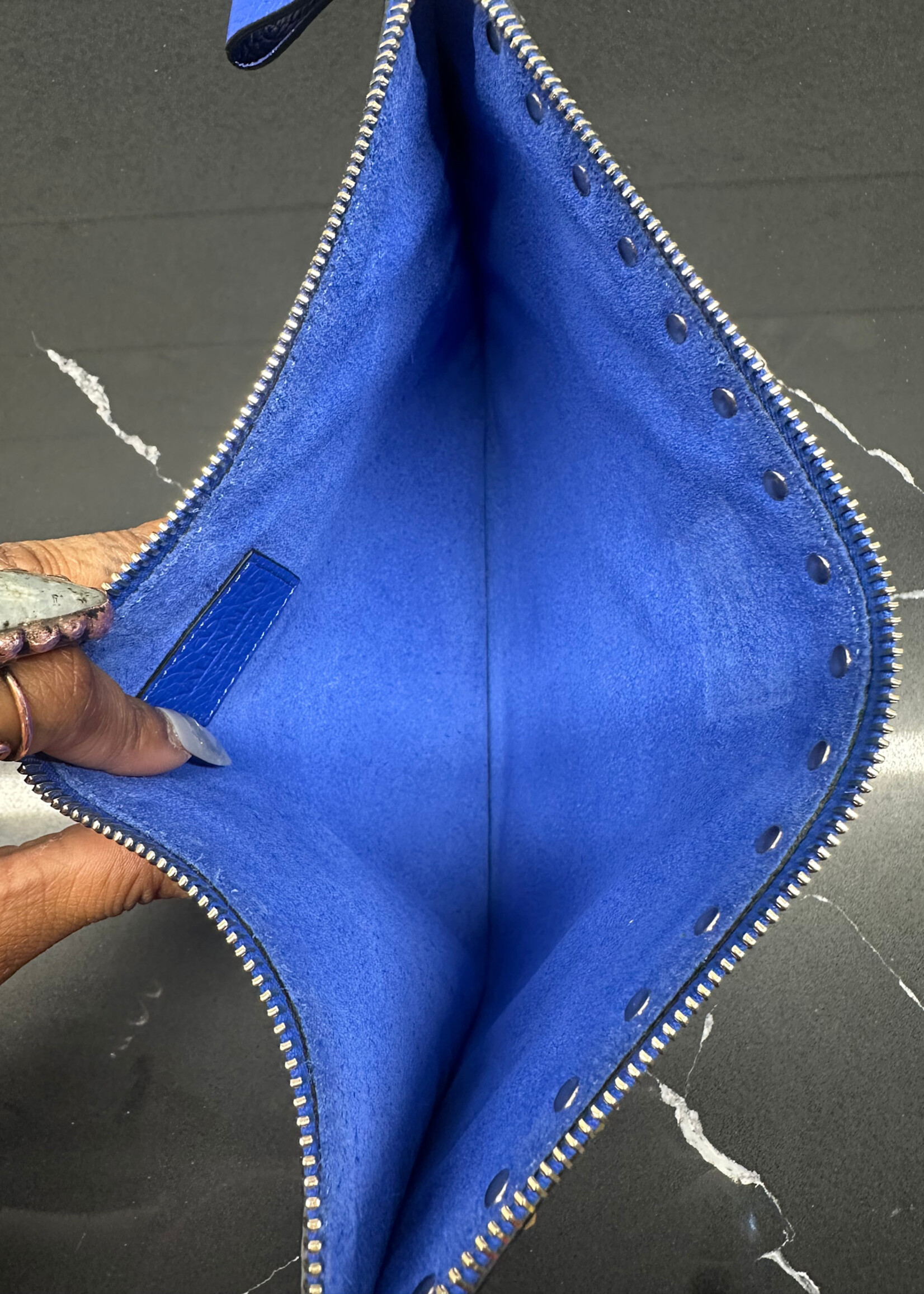Valentino Cobalt Blue Studded Clutch OS