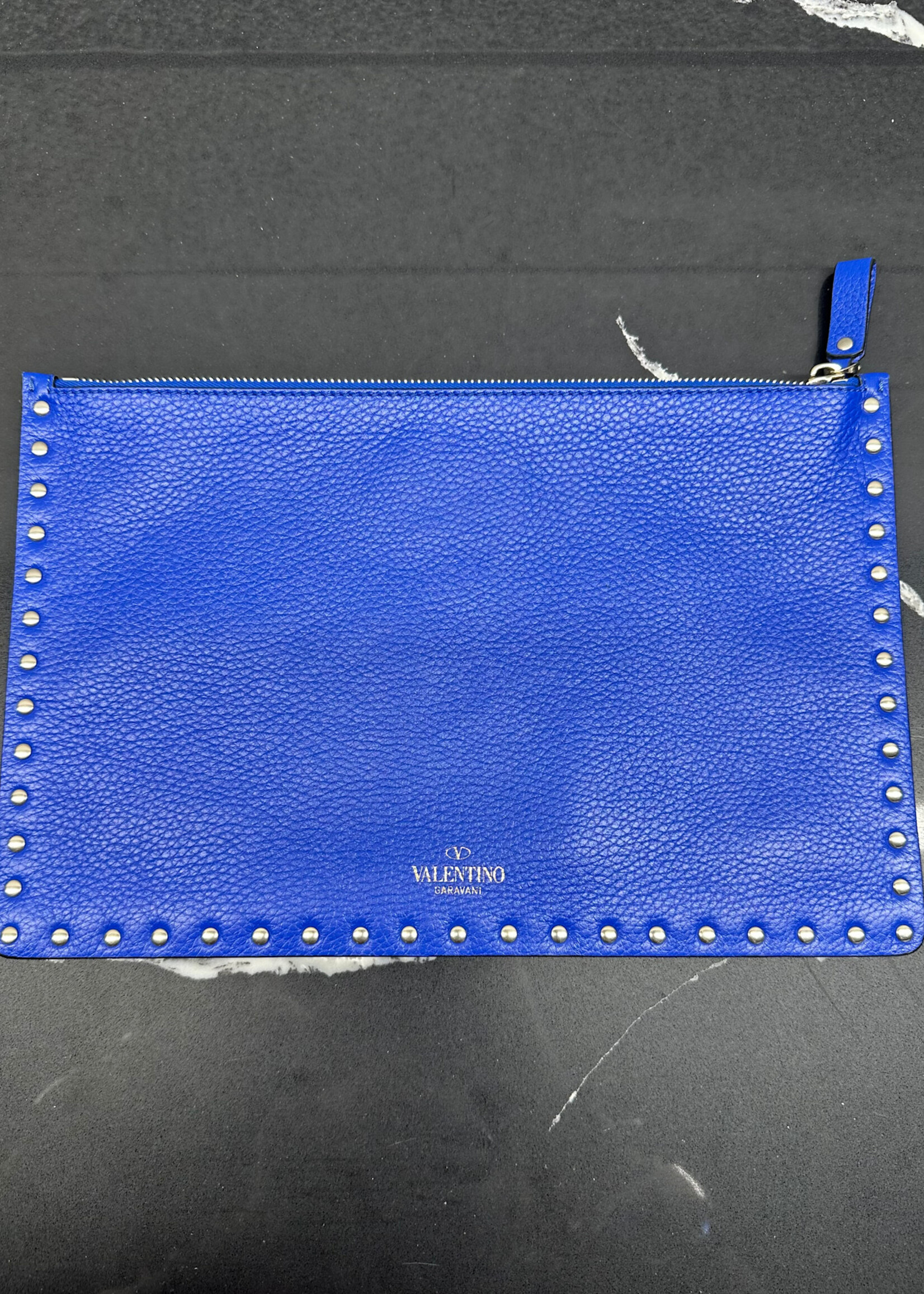 Valentino Cobalt Blue Studded Clutch OS