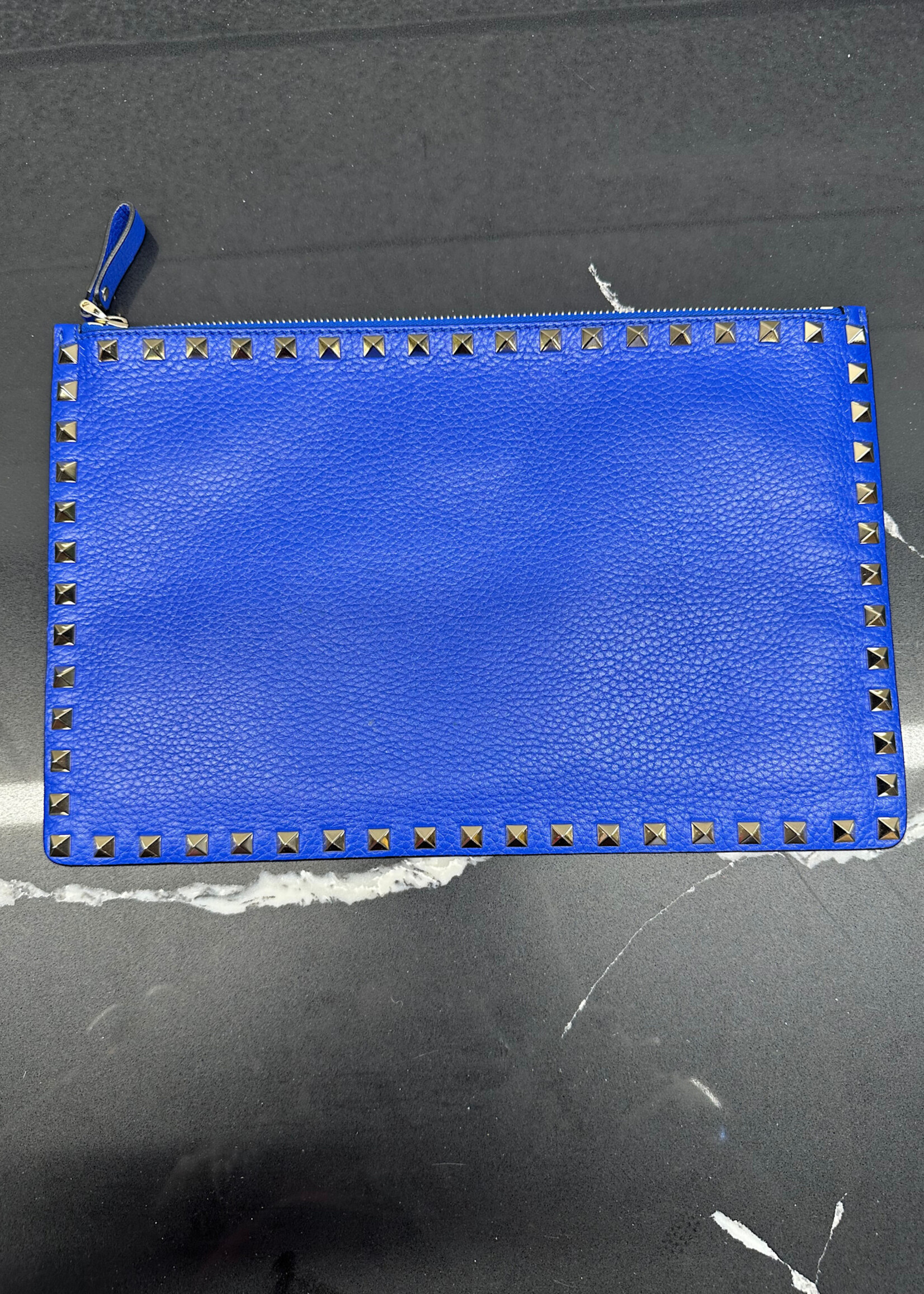 Valentino Cobalt Blue Studded Clutch OS