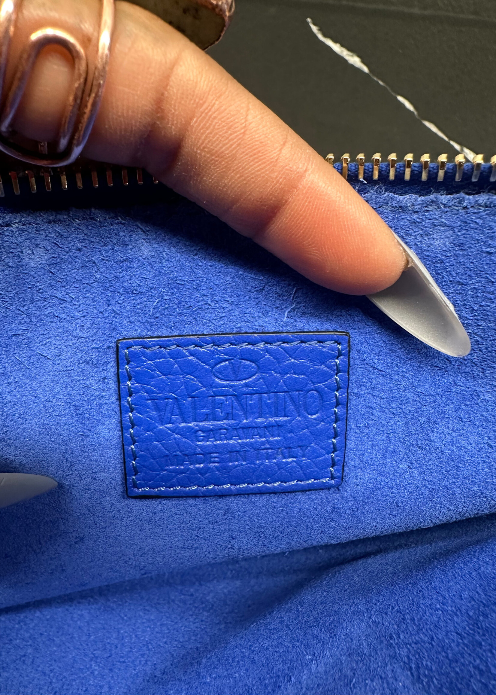 Valentino Cobalt Blue Studded Clutch OS