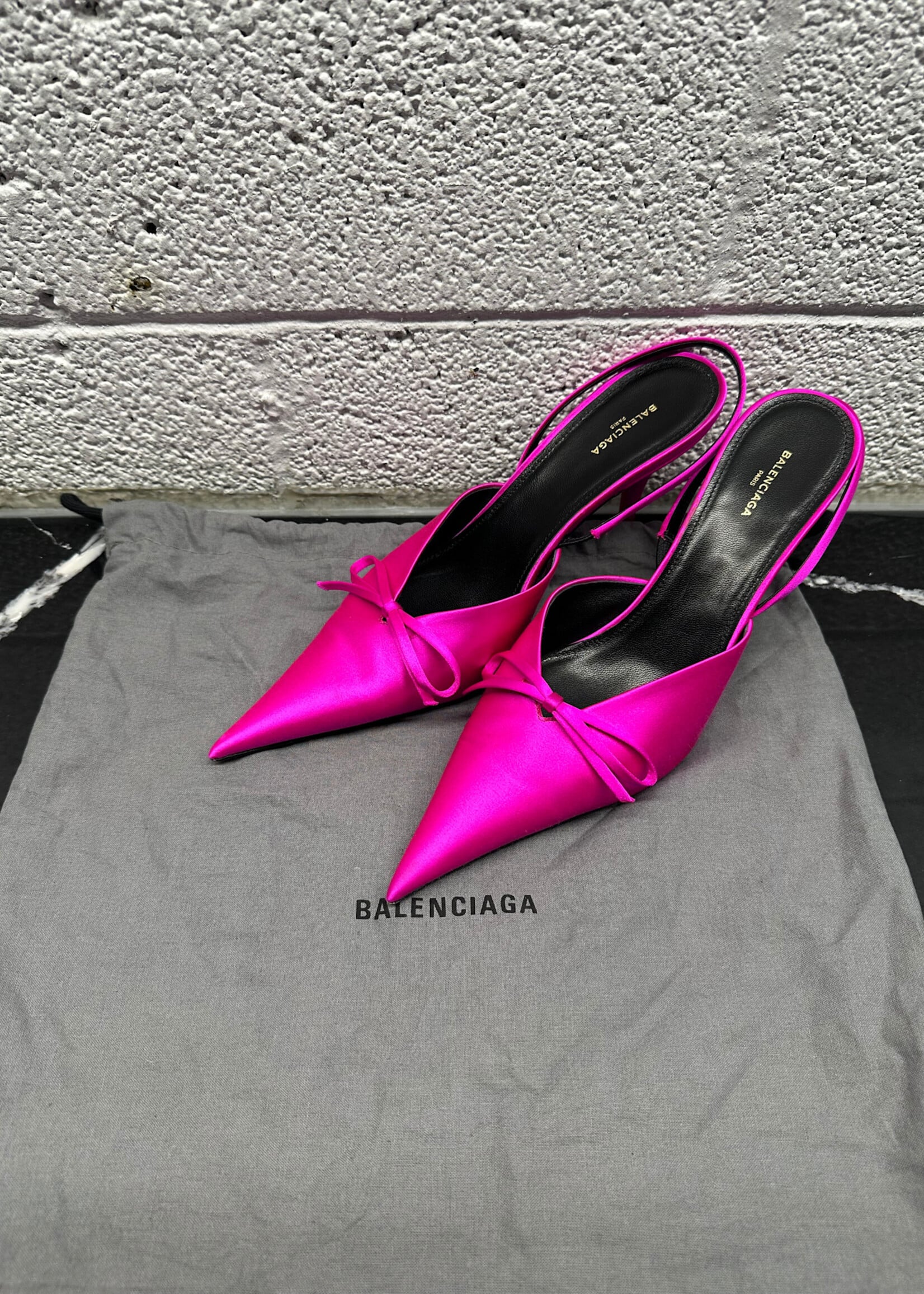 Balenciaga Pink Knife Bow Pumps 38/7.5