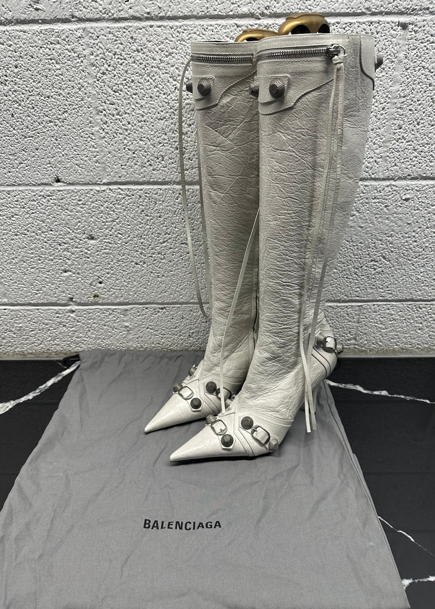 Balenciaga Le Cagole White Boots 7.5 Fem