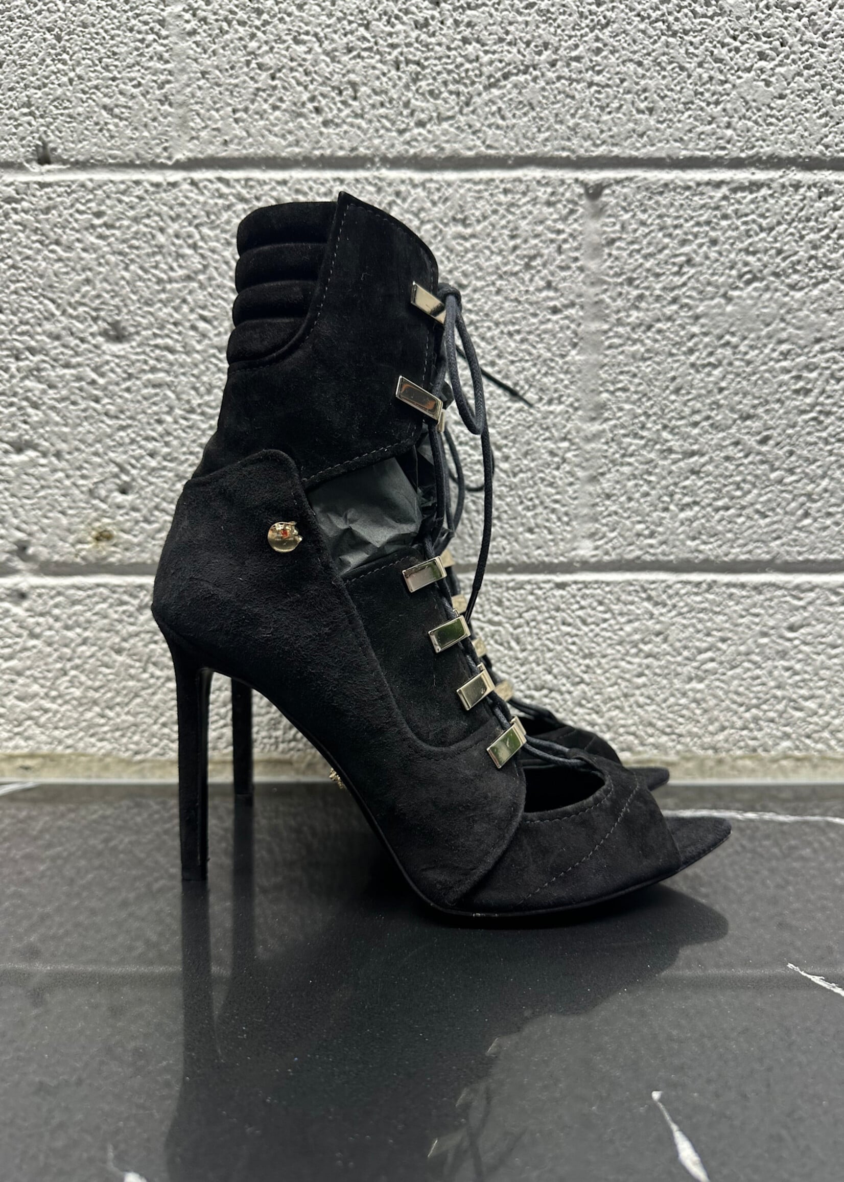 Versace Blacke Seude Tie Heel 6.5