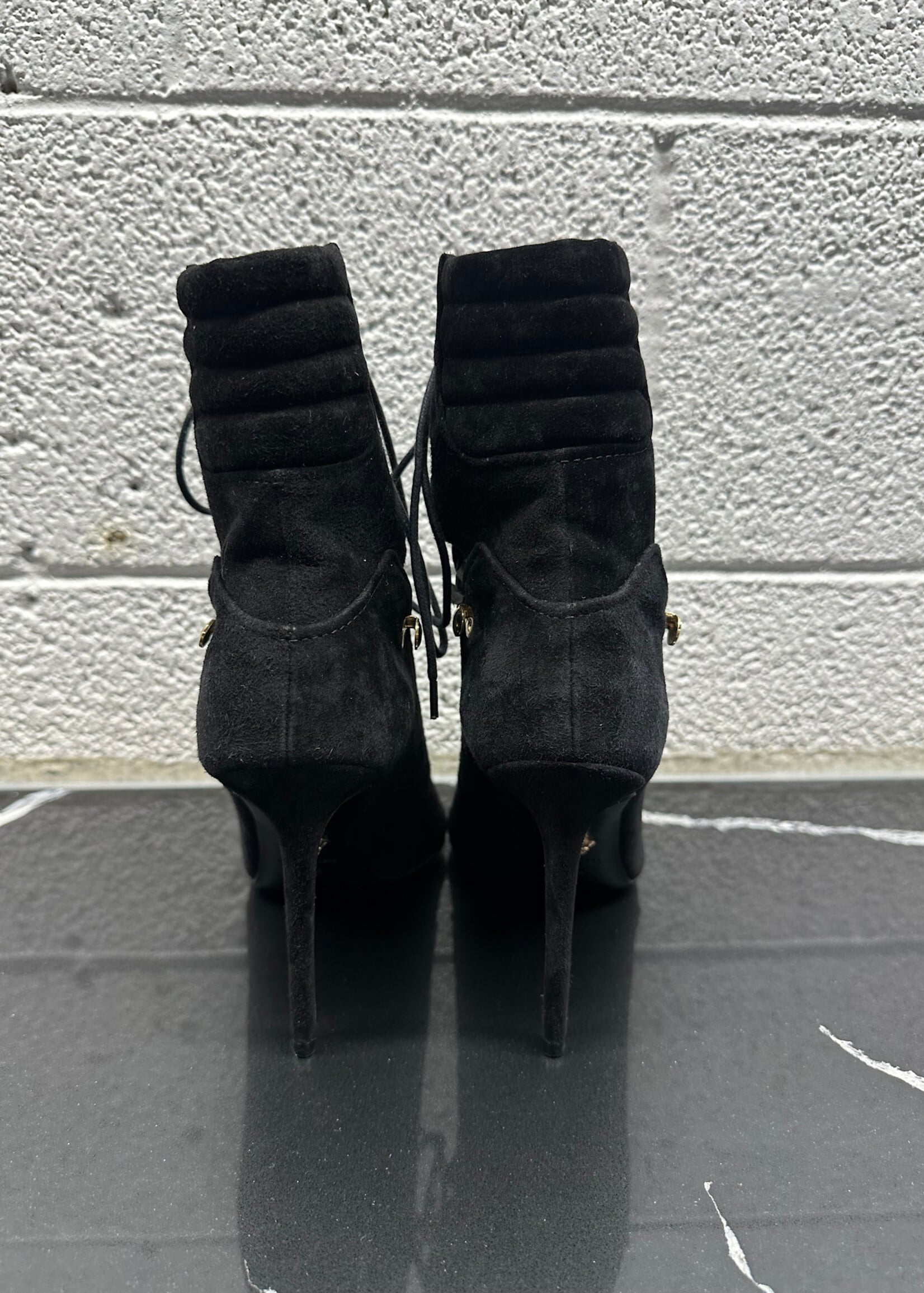 Versace Blacke Seude Tie Heel 6.5