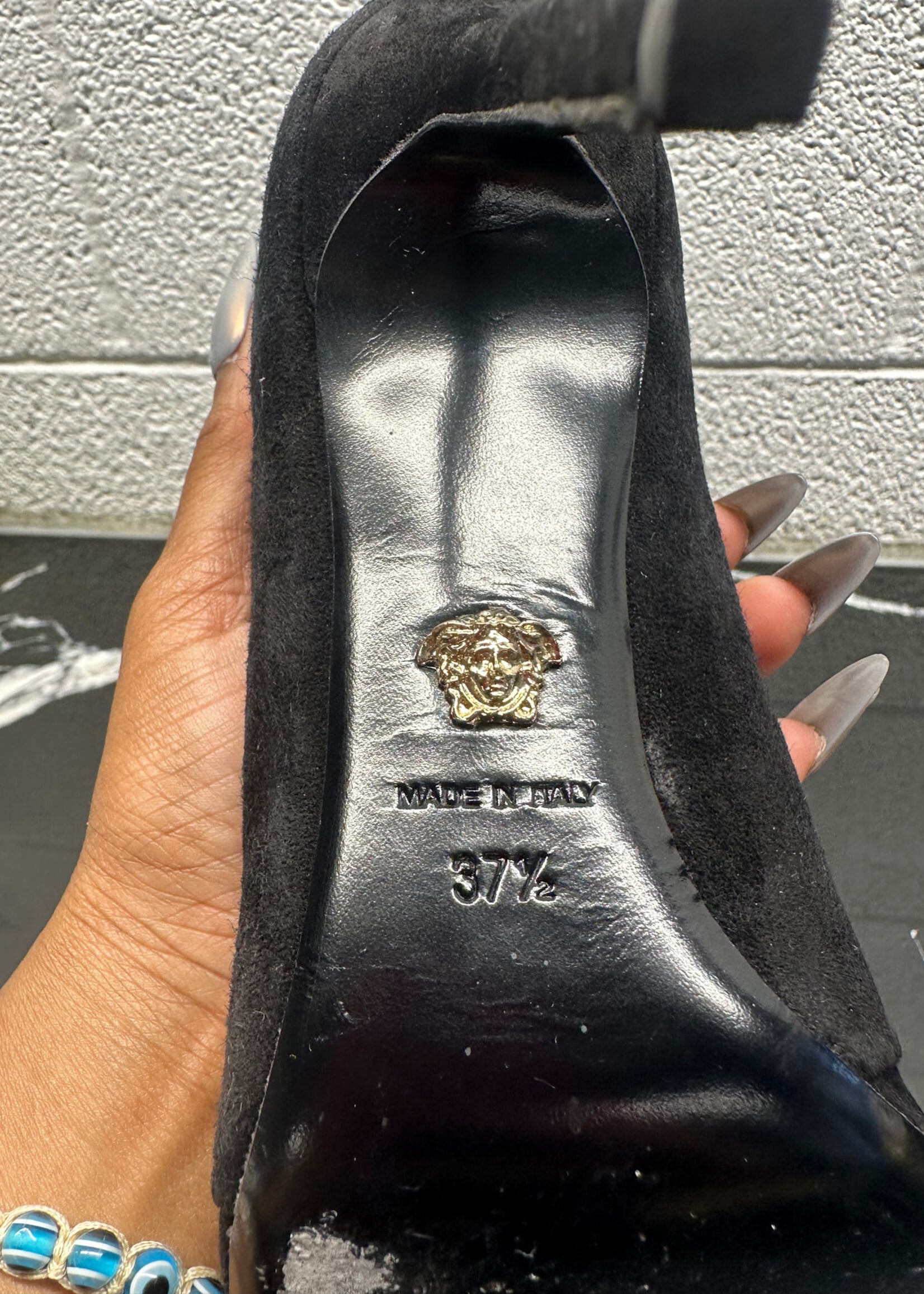 Versace Blacke Seude Tie Heel 6.5
