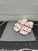 Balenciaga White Red Heart Slides 7.5 Fem AS IS